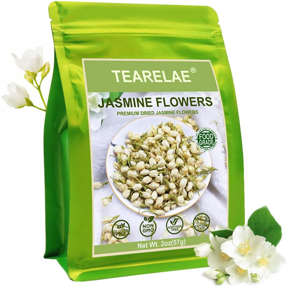 Tearelae - Dried Jasmine Flowers Bud - Edible Flowers For Drinks - 100% Pure Natural Dried Herbs Loose Leaf Herbal Tea - For Soap Making, Bath Bombing, Candle Making And Tisanes - 2Oz/57G