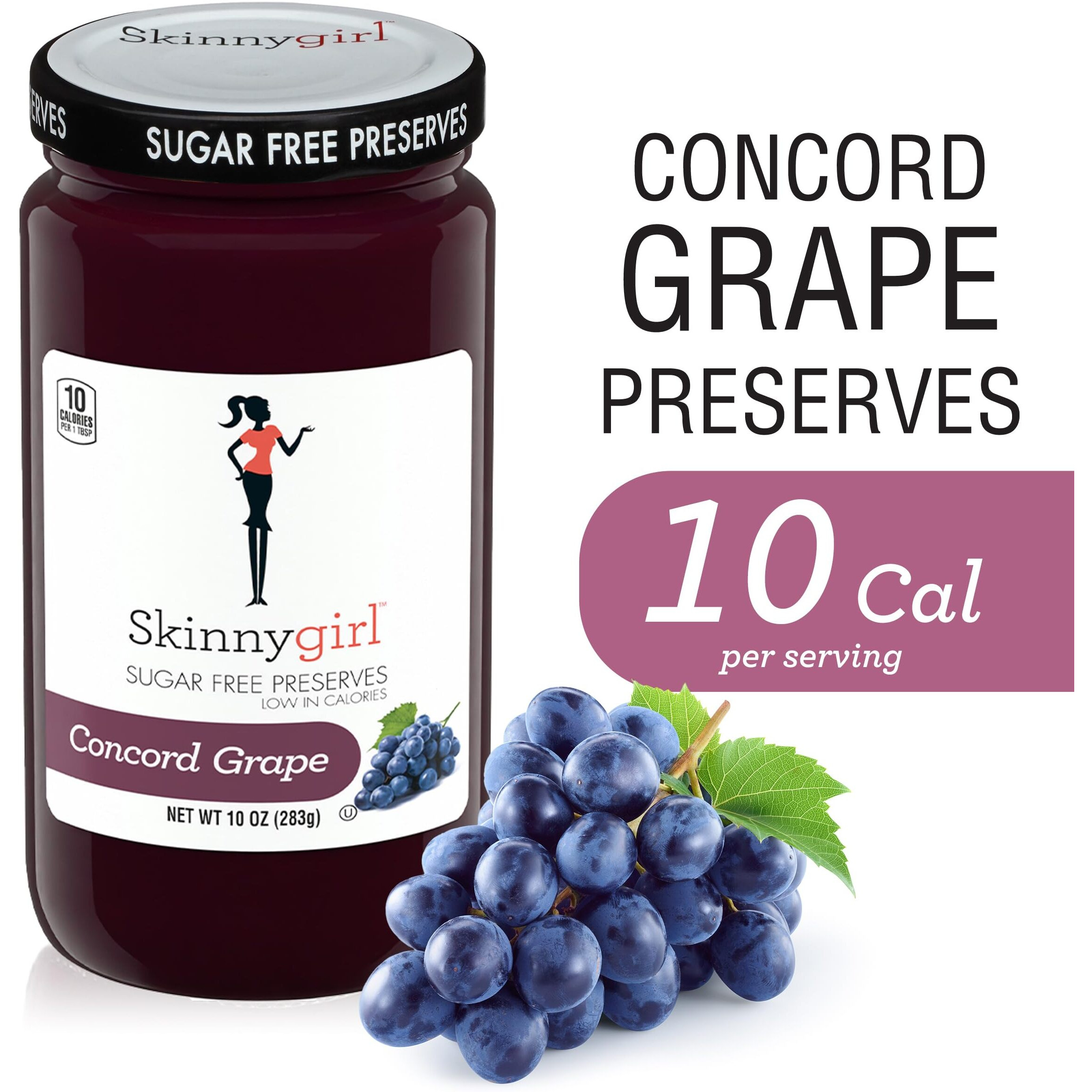 Skinnygirl Sugar Free Kosher Preserves, Concord Grape, 10 Ounce (Pack Of 6)