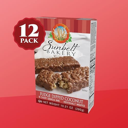 Sunbelt Bakery Fudge Dipped Coconut Chewy Granola Bars, 120-1.0 Oz Bars (12 Boxes)
