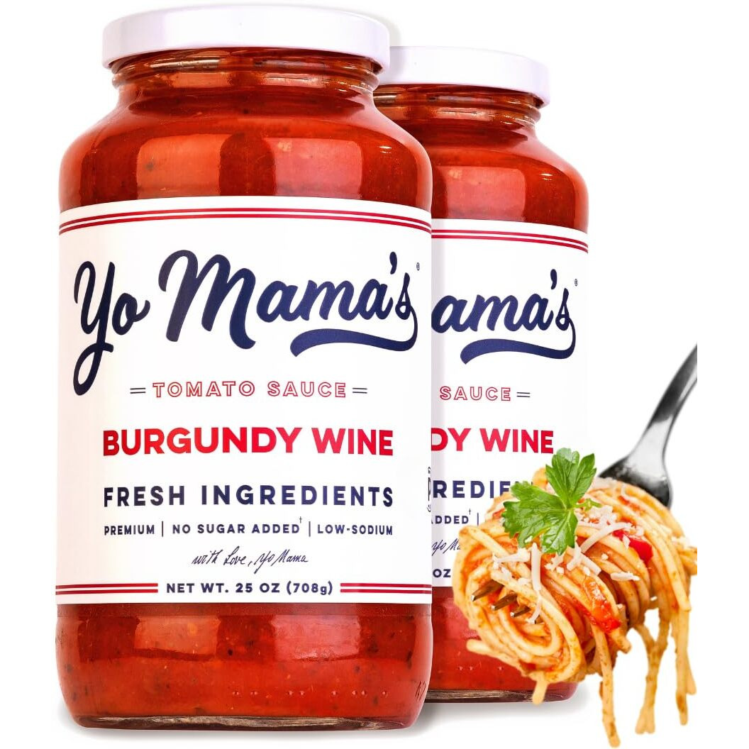 Yo Mama's Foods Keto Burgundy Wine Pasta Sauce - Pack Of (2) - No Sugar Added, Low Carb, Low Sodium, Gluten Free, Paleo Friendly, And Made With Whole, Non-Gmo Tomatoes