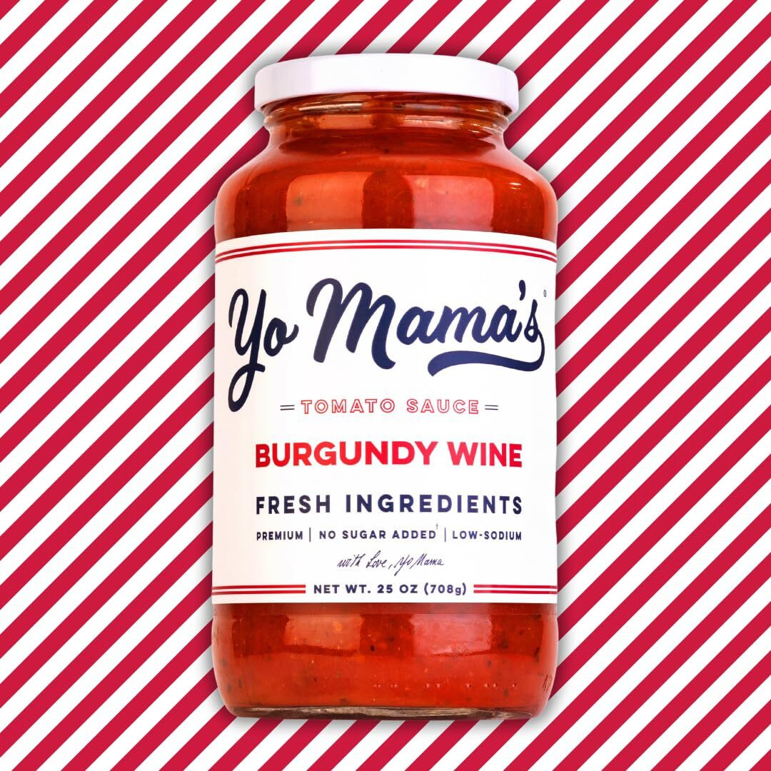 Yo Mama's Foods Keto Burgundy Wine Pasta Sauce - Pack Of (2) - No Sugar Added, Low Carb, Low Sodium, Gluten Free, Paleo Friendly, And Made With Whole, Non-Gmo Tomatoes