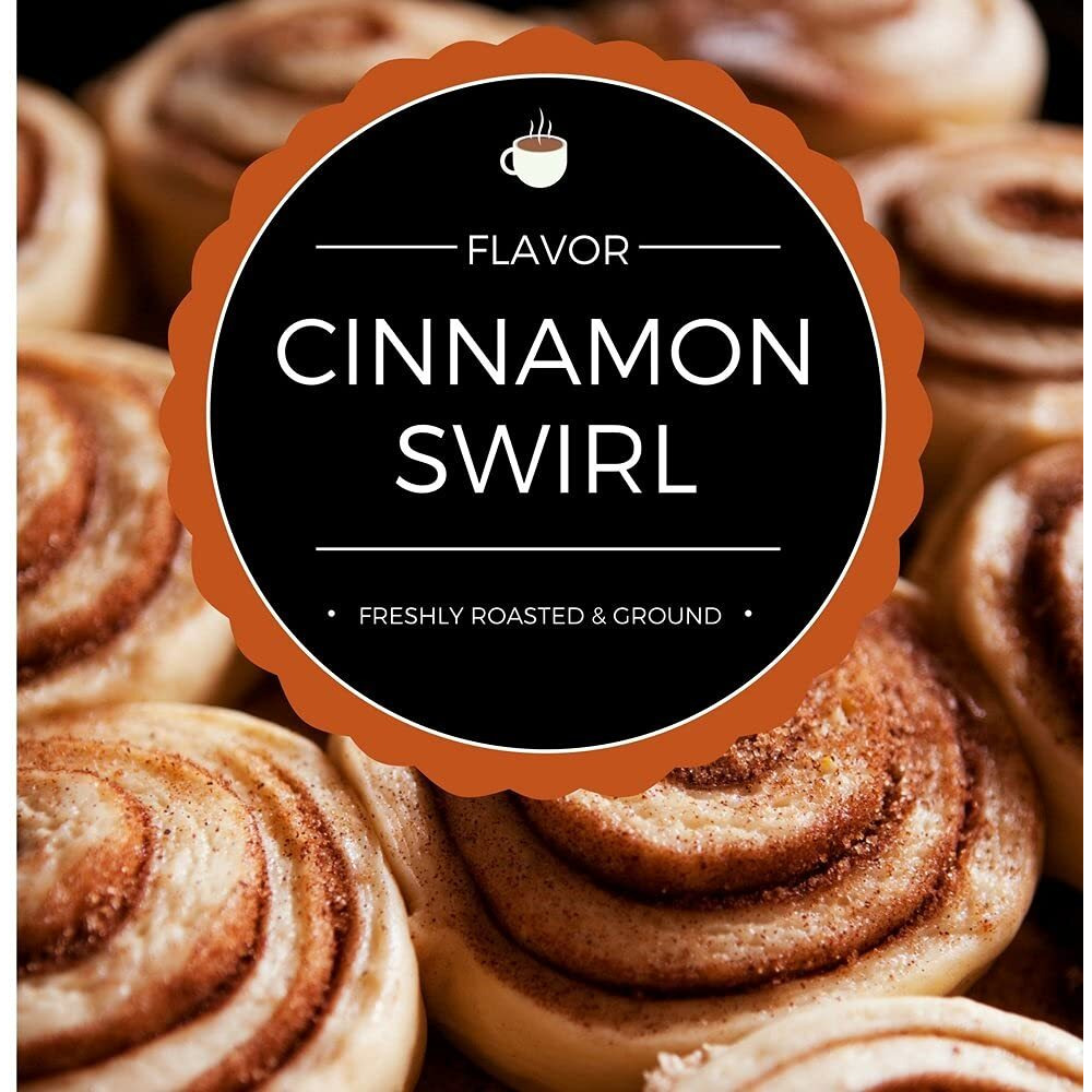 Stone Street Flavored Ground Coffee, Cinnamon Swirl, Freshly Roasted, 100% Colombian Arabica, Gourmet Coffee, Medium Roast, Sweet Cinnamon Roll Flavor, 1 Lb