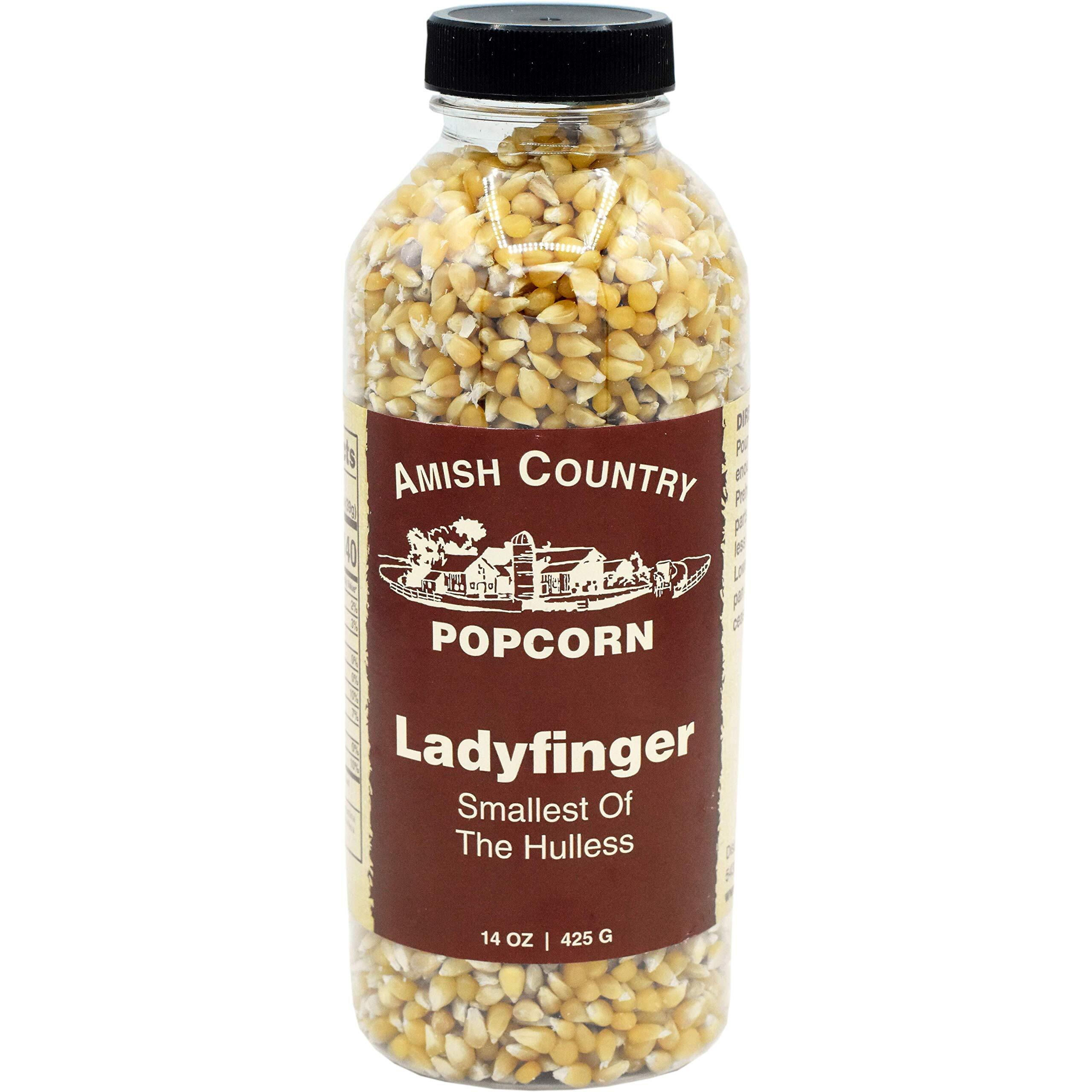 Amish Country Popcorn | 14 Oz Bottle | Ladyfinger Popcorn Kernels | Old Fashioned, Non-Gmo And Gluten Free (14 Oz Bottle)