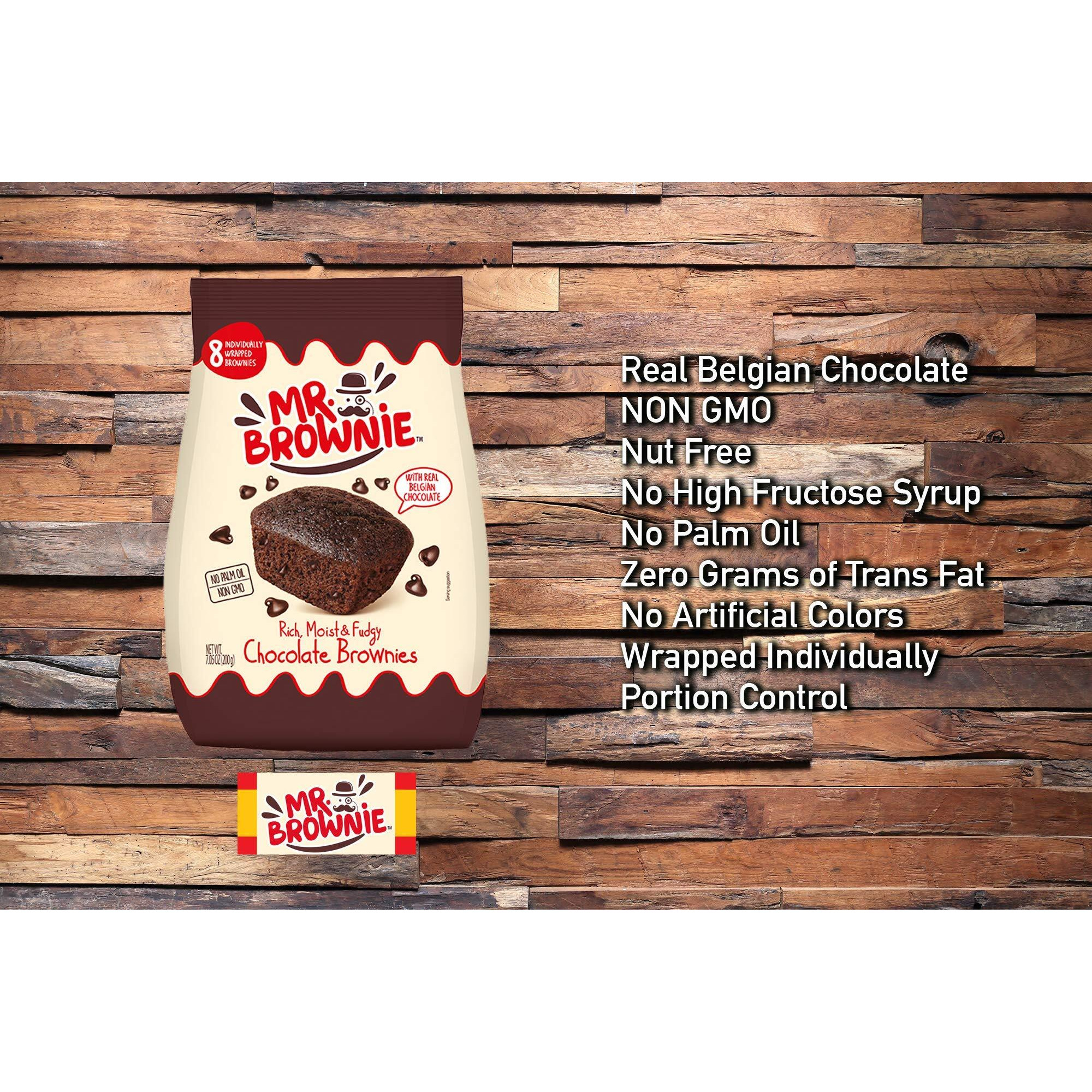 Mr. Brownie Chocolate Brownies | 8 Individually Wrapped Brownie Bites | Snack Packs For Kids & Adults | Real Belgian Chocolate | 2 Pack
