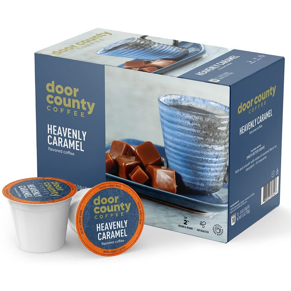 Oor County Coffee Heavenly Caramel Flavored Coffee Ground | 10 Count Single Serve Cups | Medium Roast | 100% Specialty Arabica Coffee | Flavored Gourmet Coffee | Sweet & Buttery Caramel Coffee