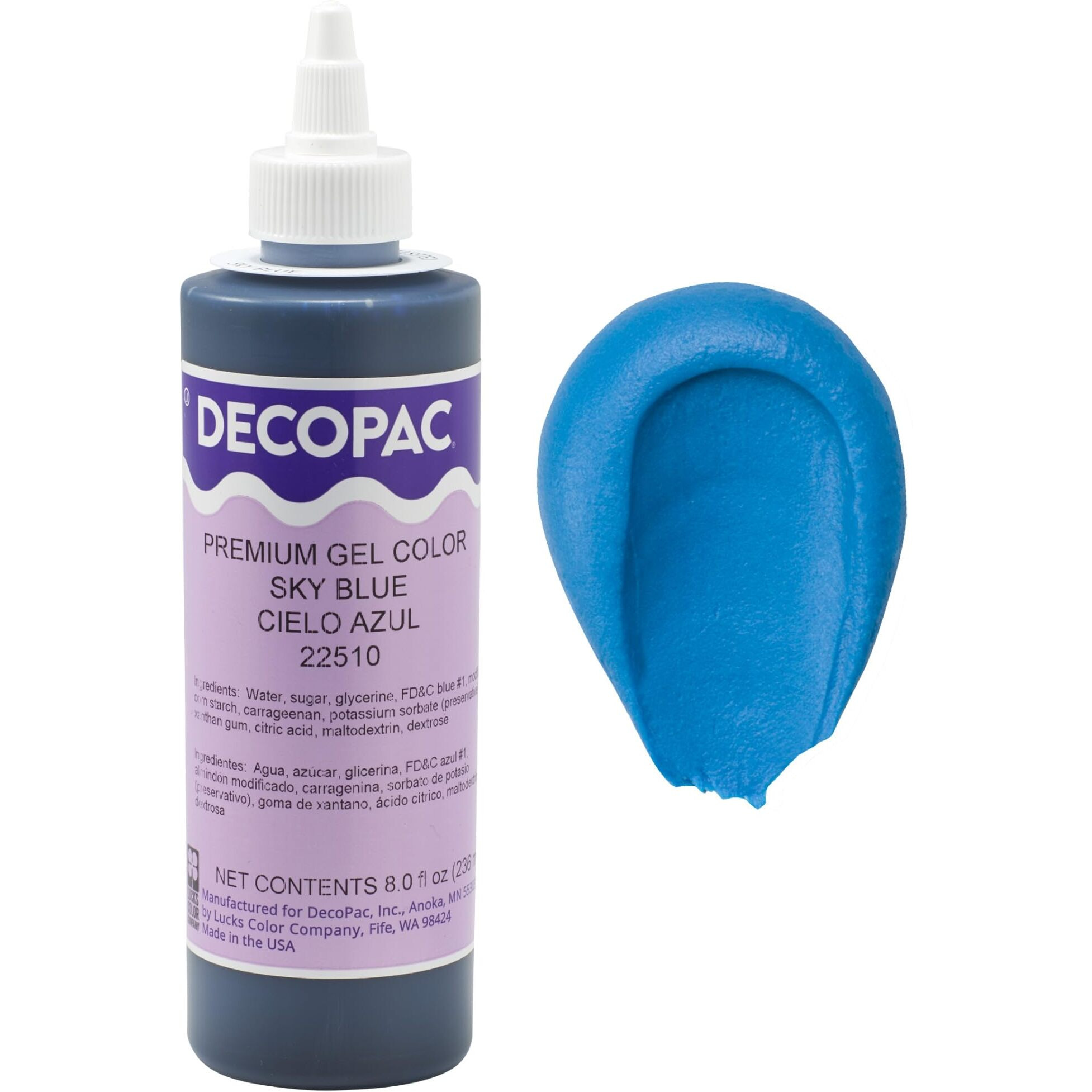 Decopac Premium Gel Food Coloring | Sky Blue Food Coloring For Baking | 8Oz | Color Buttercream, Fondant, Frosting & Piping Gel, Food Safe, Highly Concentrated Gel, 8 Oz - Sky Blue