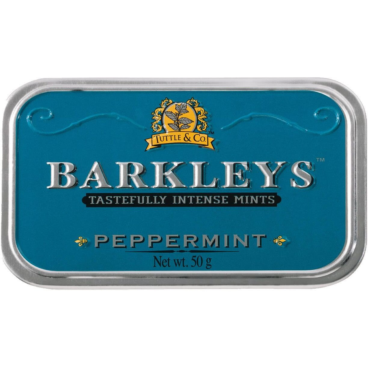 Barkleys Peppermint Breath Mints - Breath Mint, Mints Travel Size, After Dinner Mints, Peppermints Breath Freshener, Peppermint Candy In Reusable Classic Travel Tins - Vegan, 50-Count, 1-Pack