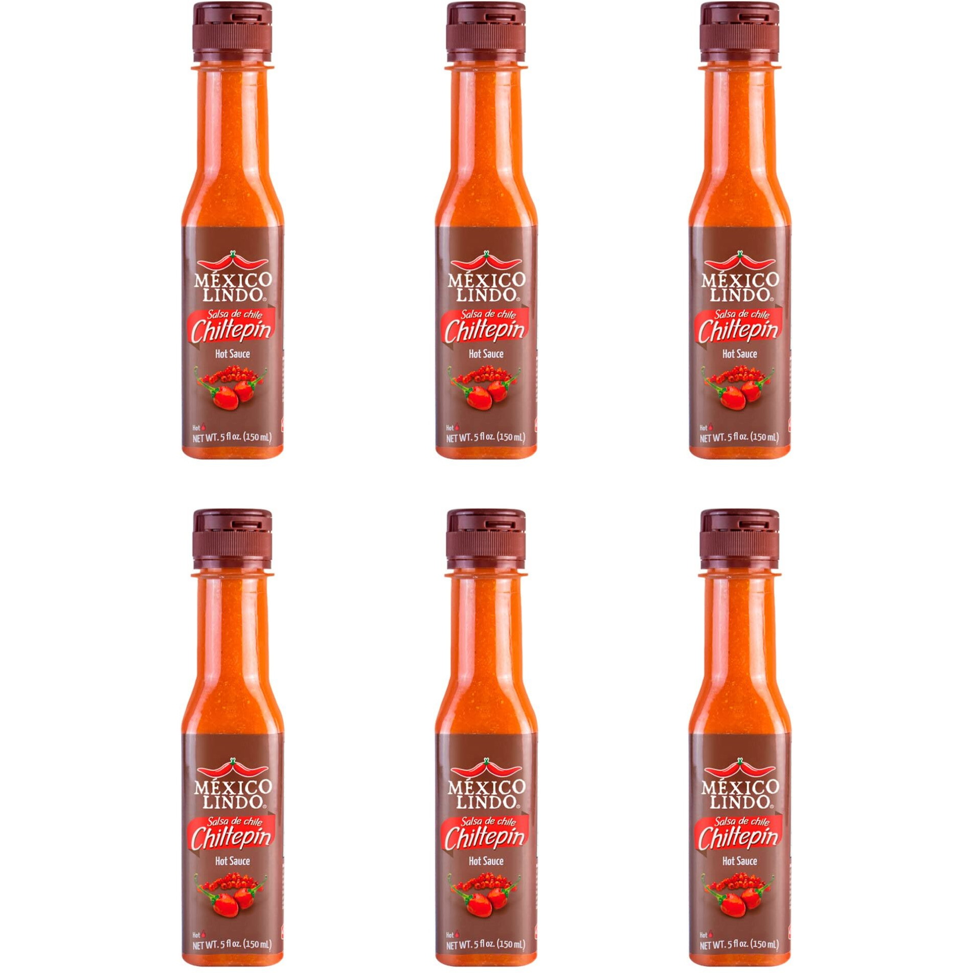 Mexico Lindo Chiltepin Hot Sauce | 14,200 Scoville Level | Traditional Spicy Flavor | 5 Fl Oz Bottles (Pack Of 6)