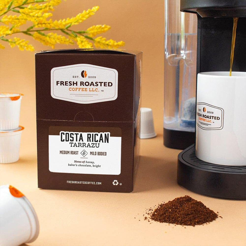 Fresh Roasted Coffee, Costa Rican Tarrazu, Medium Roast, Kosher, K-Cup Compatible, 24 Pods