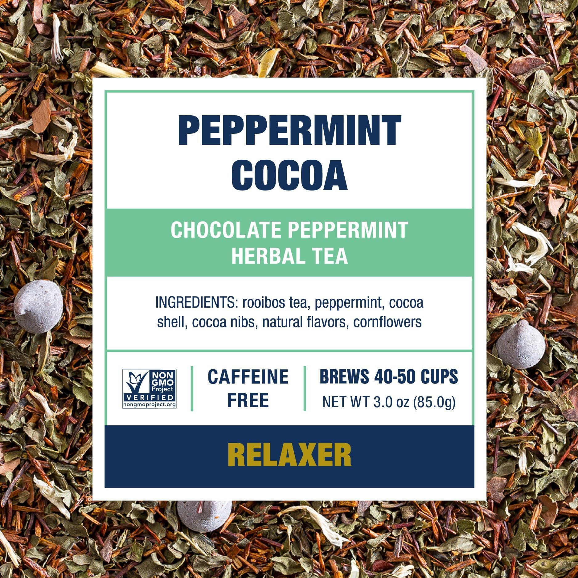 Tiesta Tea - Cozy Peppermint Cocoa, Chocolate Peppermint Herbal Tea, Premium Loose Leaf Tea Blend, Non Caffeinated Holiday Tea, Make Hot Or Iced Tea & Up To 50 Cups - 3 Ounce Refillable Tin