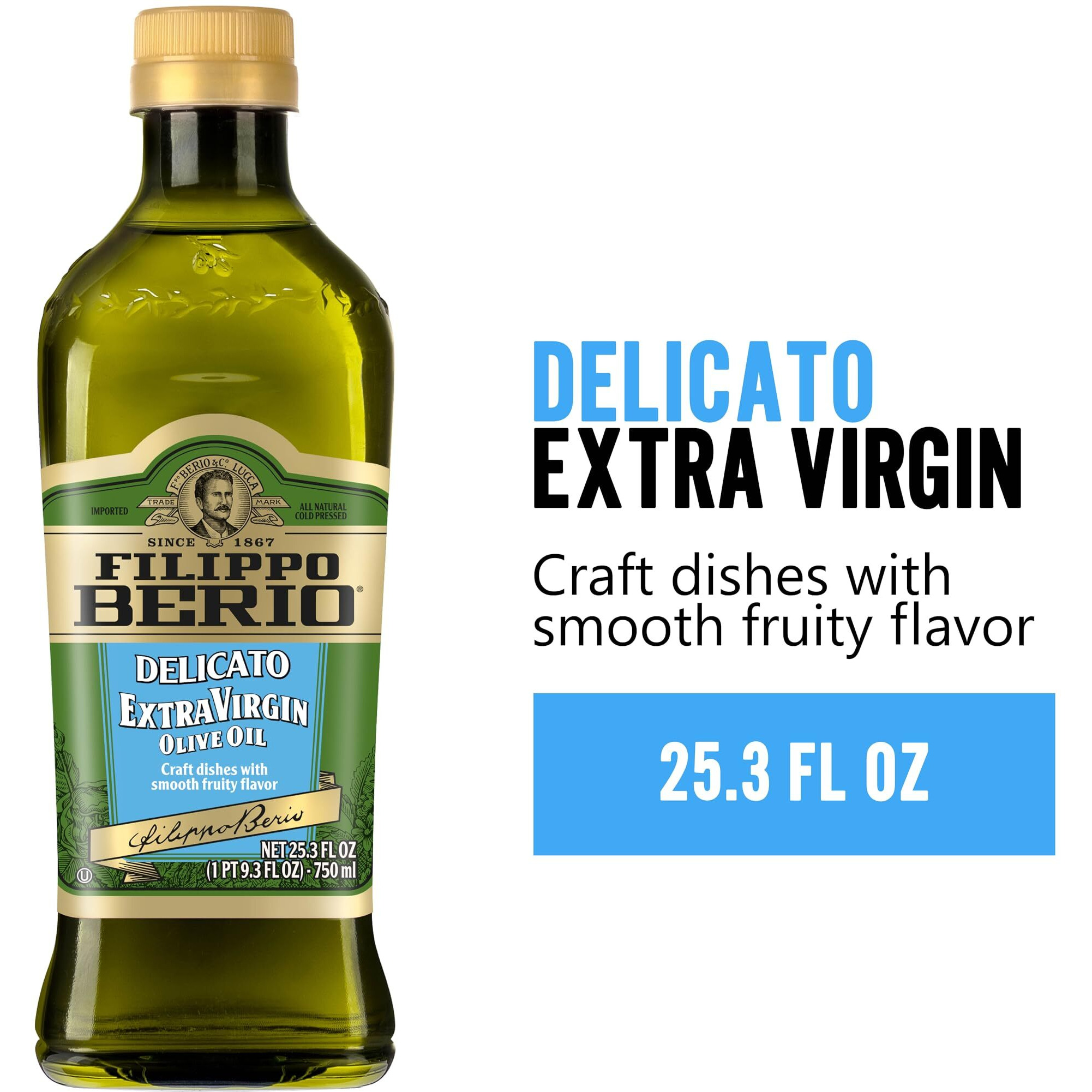 Filippo Berio Extra Virgin Olive Oil, Delicato, 25.3 Ounce Rpet Bottle