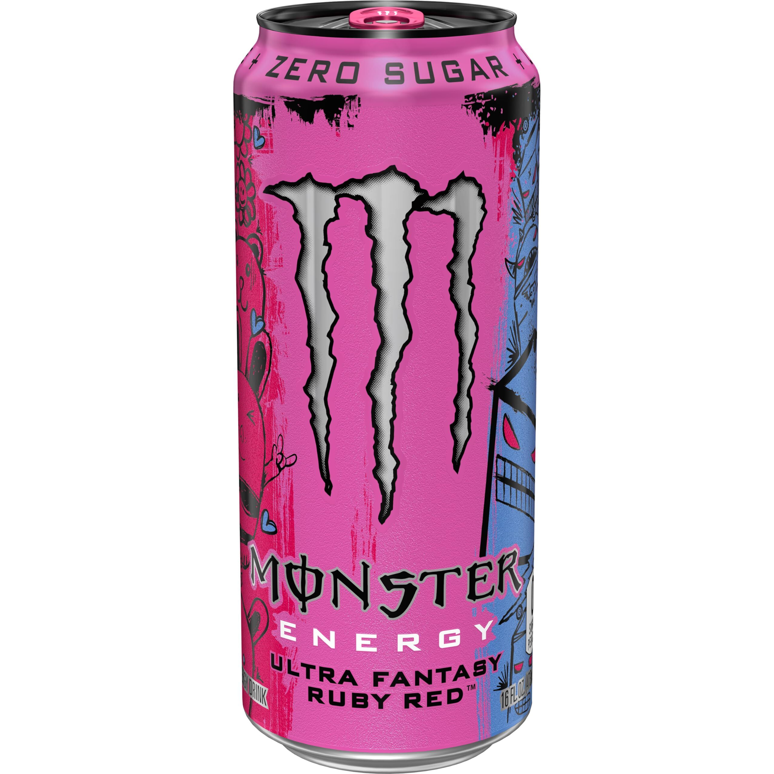 Monster Energy Ultra Fantasy Ruby Red, Sugar Free Energy Drink, 16 Ounce (Pack Of 15)