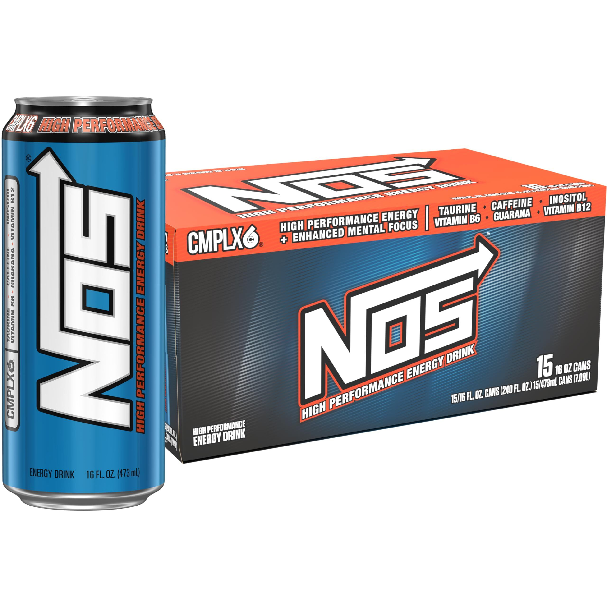 Nos Original High Performance Energy Drink. 16 Fl Oz (Pack Of 15)