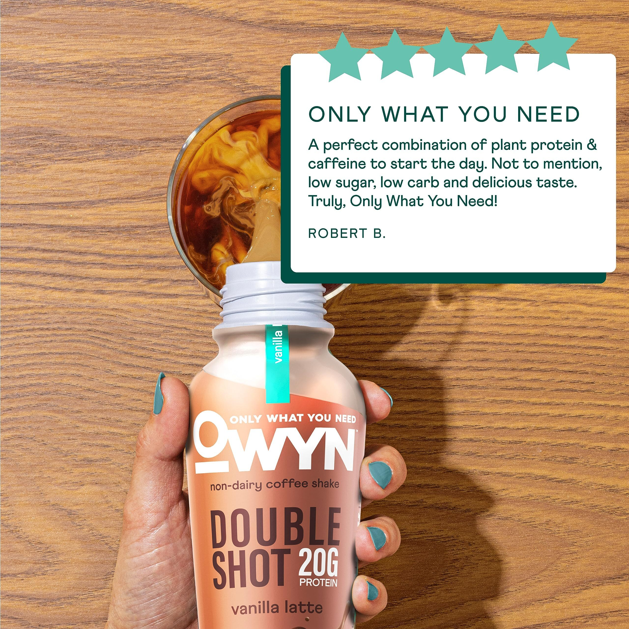 Owyn Only What You Need Doubleshot Dairy Free Keto Protein Coffee Shake, Variety Pack, 0G Sugar, 20G Plant Based Protein, 180Mg Caffeine, Gluten & Soy Free, Non-Gmo, Vegan (12 Pack, 12 Fl Oz Bottles)