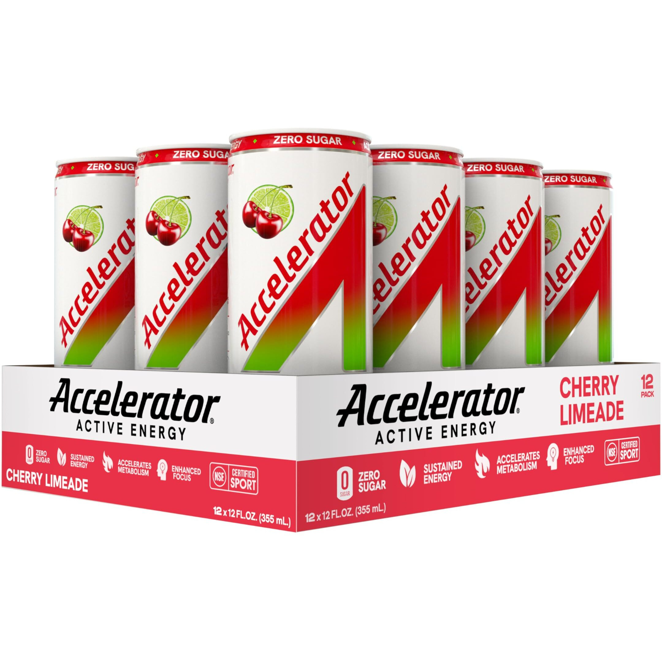 Accelerator Cherry Limeade Energy Drink, 12 Fl Oz Can (Pack Of 12)