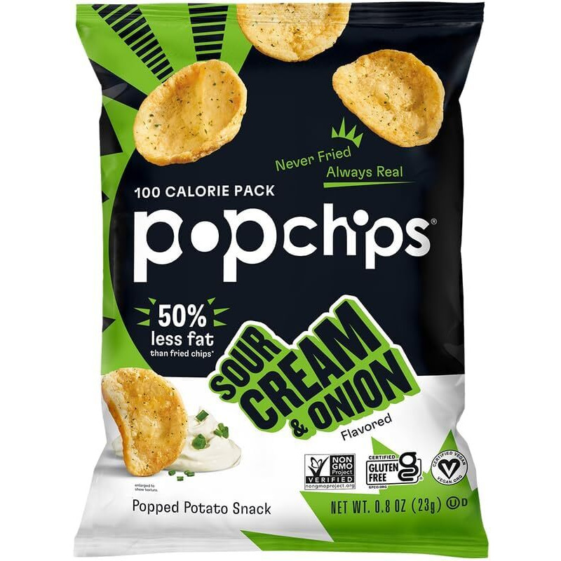 Popchips Variety Pack - Baked Potato Chips Snack Bag Healthy Assortment (30 Count)