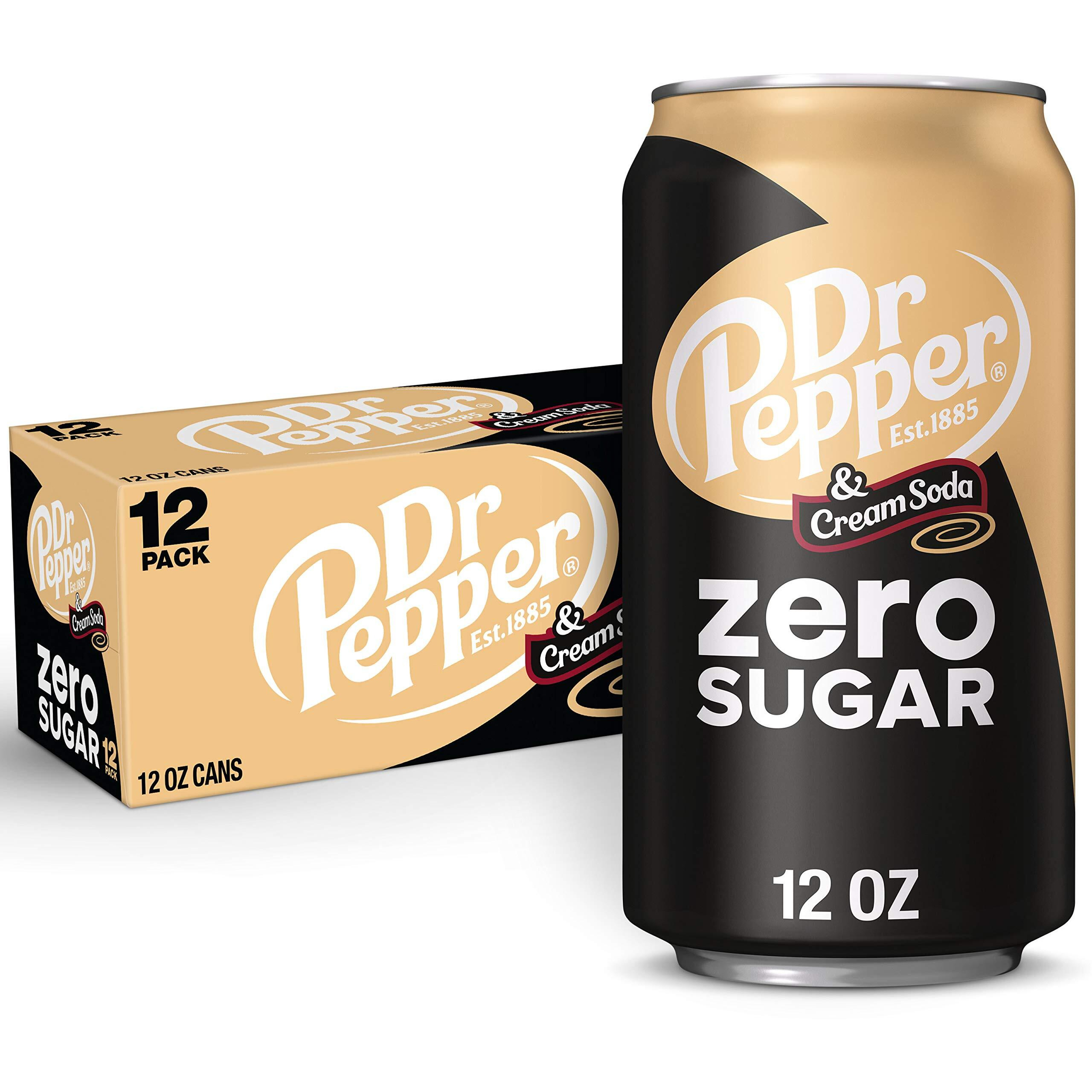 Dr Pepper And Cream Soda Zero Sugar, 12 Fl Oz Cans, 12 Pack