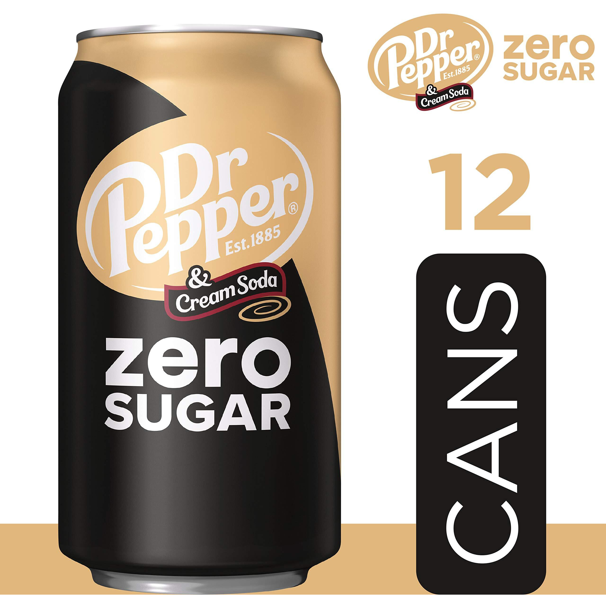 Dr Pepper And Cream Soda Zero Sugar, 12 Fl Oz Cans, 12 Pack