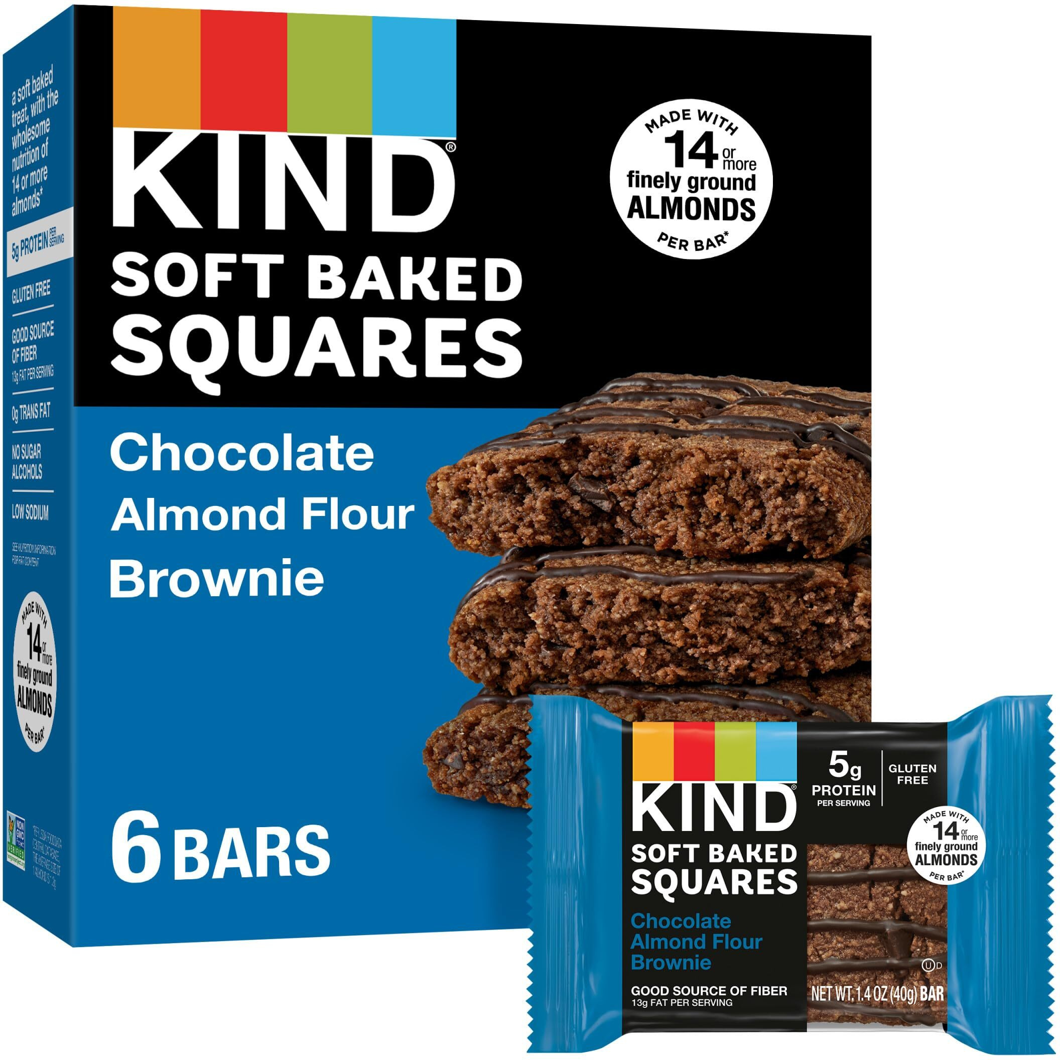 Kind Chocolate Almond Flour Soft Baked Squares, 6 Ct, 1.4 Oz Each