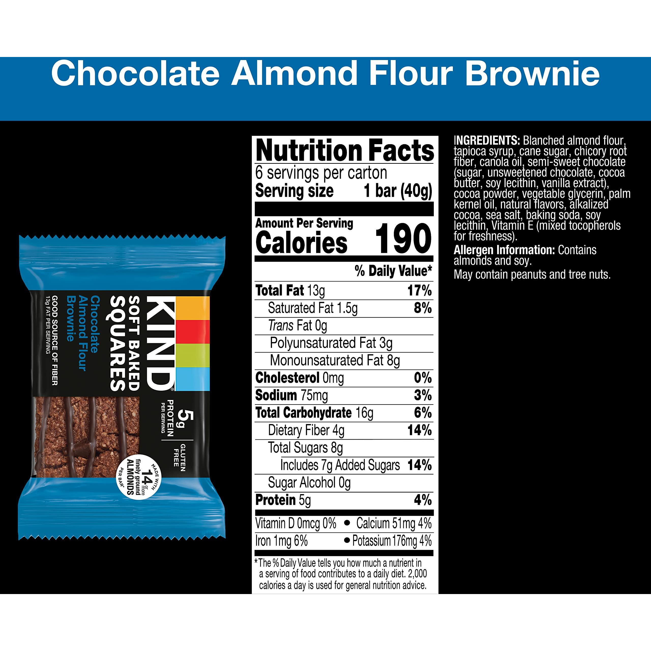 Kind Chocolate Almond Flour Soft Baked Squares, 6 Ct, 1.4 Oz Each
