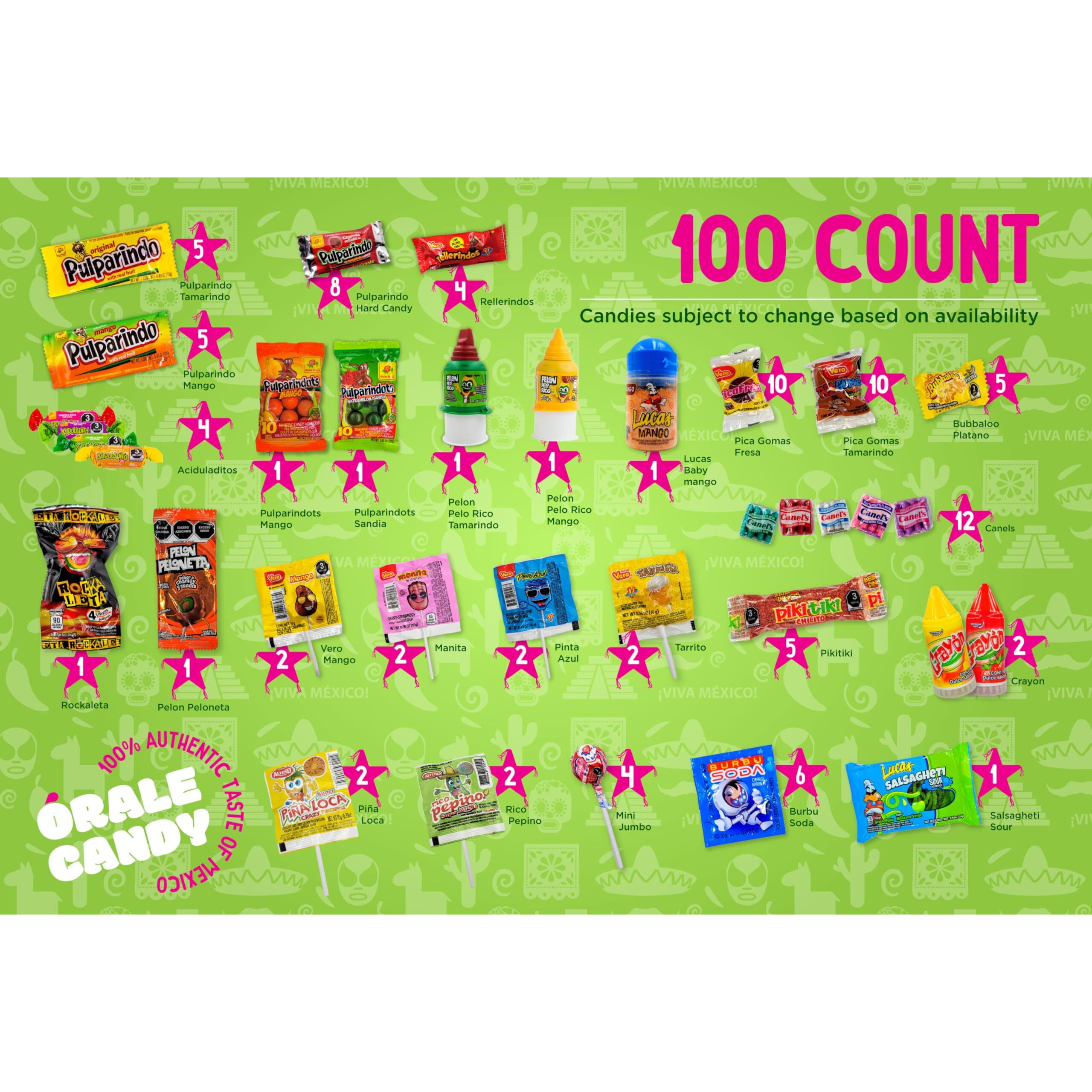 Mexican Candy Mix Assortment, Dulces Mexicanos, Includes Vero Mango, Salsaghetti, Peloneta, Pelon Pelo Rico, Bulk Candies, Pulparindo, Candy Box Variety Pack