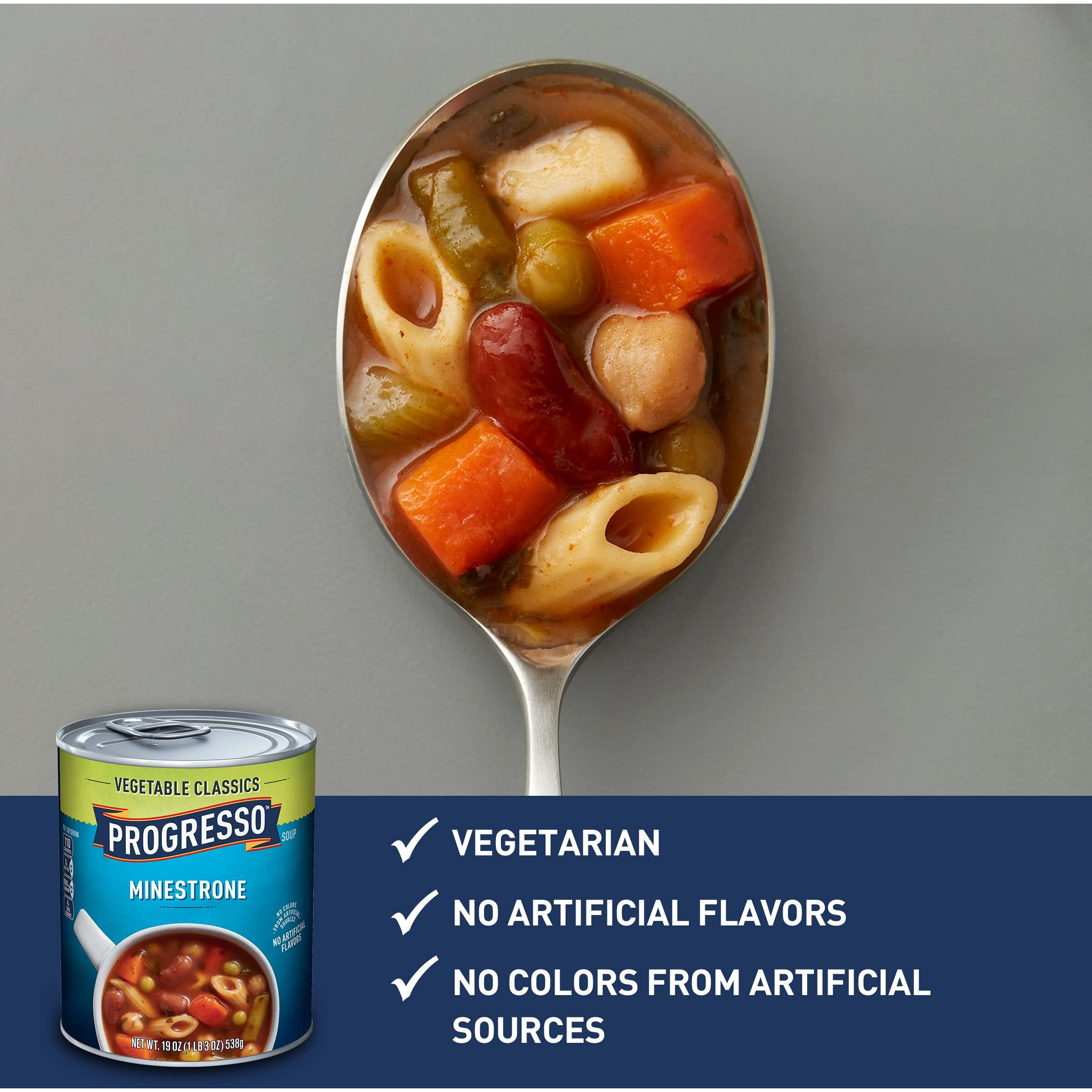 Progresso Minestrone Soup, Vegetable Classics Canned Soup, 19 Oz (Pack Of 12)