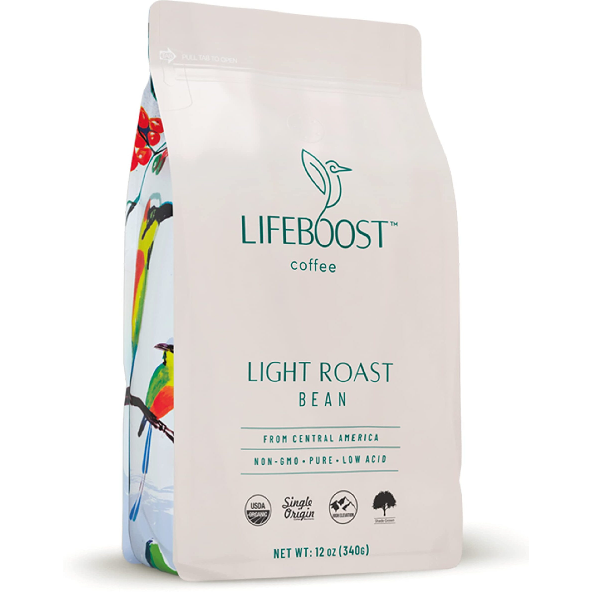 Lifeboost Coffee Light Roast Coffee Beans - Low Acid Organic Light Roast Coffee - Single Orgin Non-Gmo Light Roast Coffee - Third Party Tested For Mycotoxins & Pesticides - Whole Bean - 12 Ounces