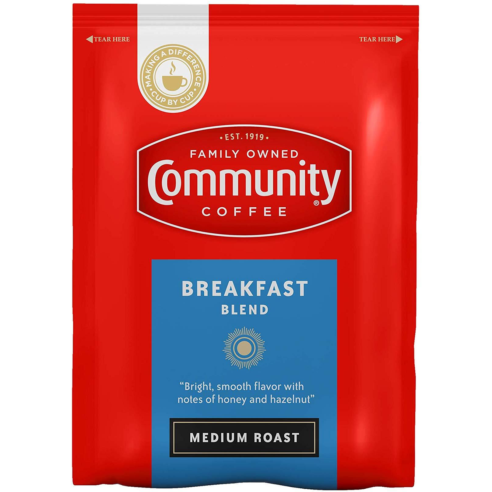 Community Coffee Ground Coffee Packets, Breakfast Blend Medium Roast, Pre-Measured 2.5 Ounce Individual Coffee Packets, Box Of 40