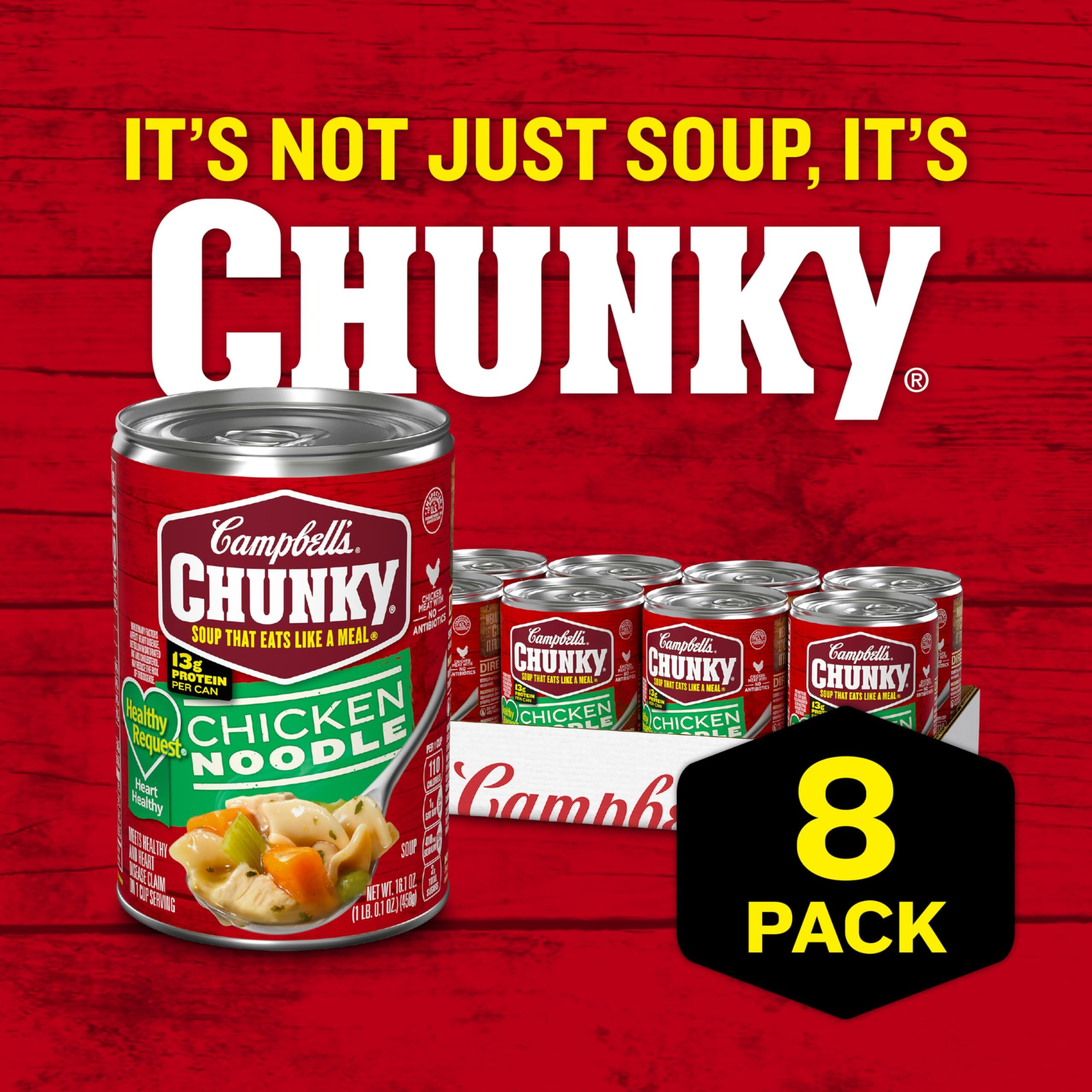 Campbells Chunky Soup, Healthy Request Chicken Noodle Soup, 16.1 Oz Can (Case Of 8)