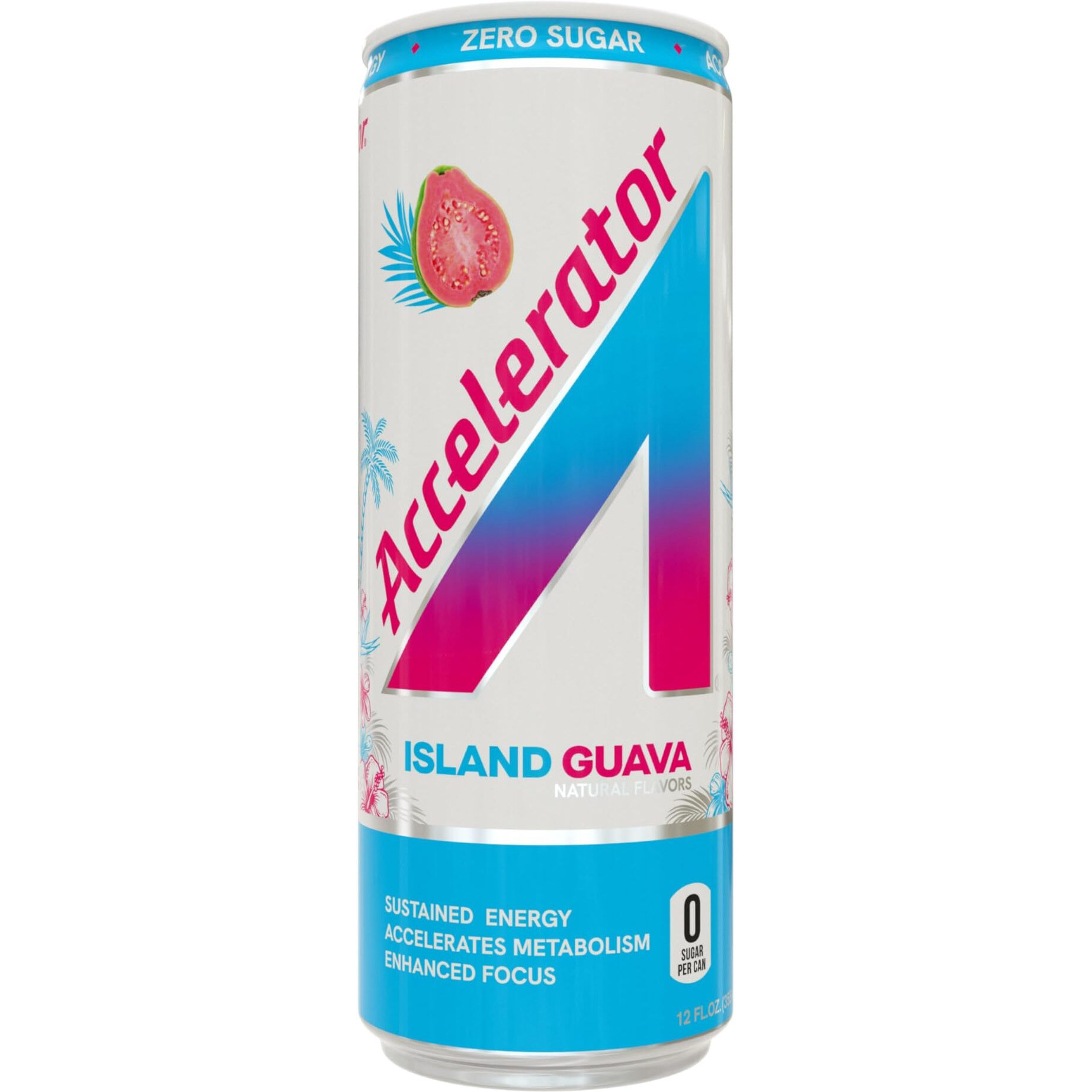Accelerator Island Guava Energy Drink, 12 Fl Oz Can (Pack Of 12)