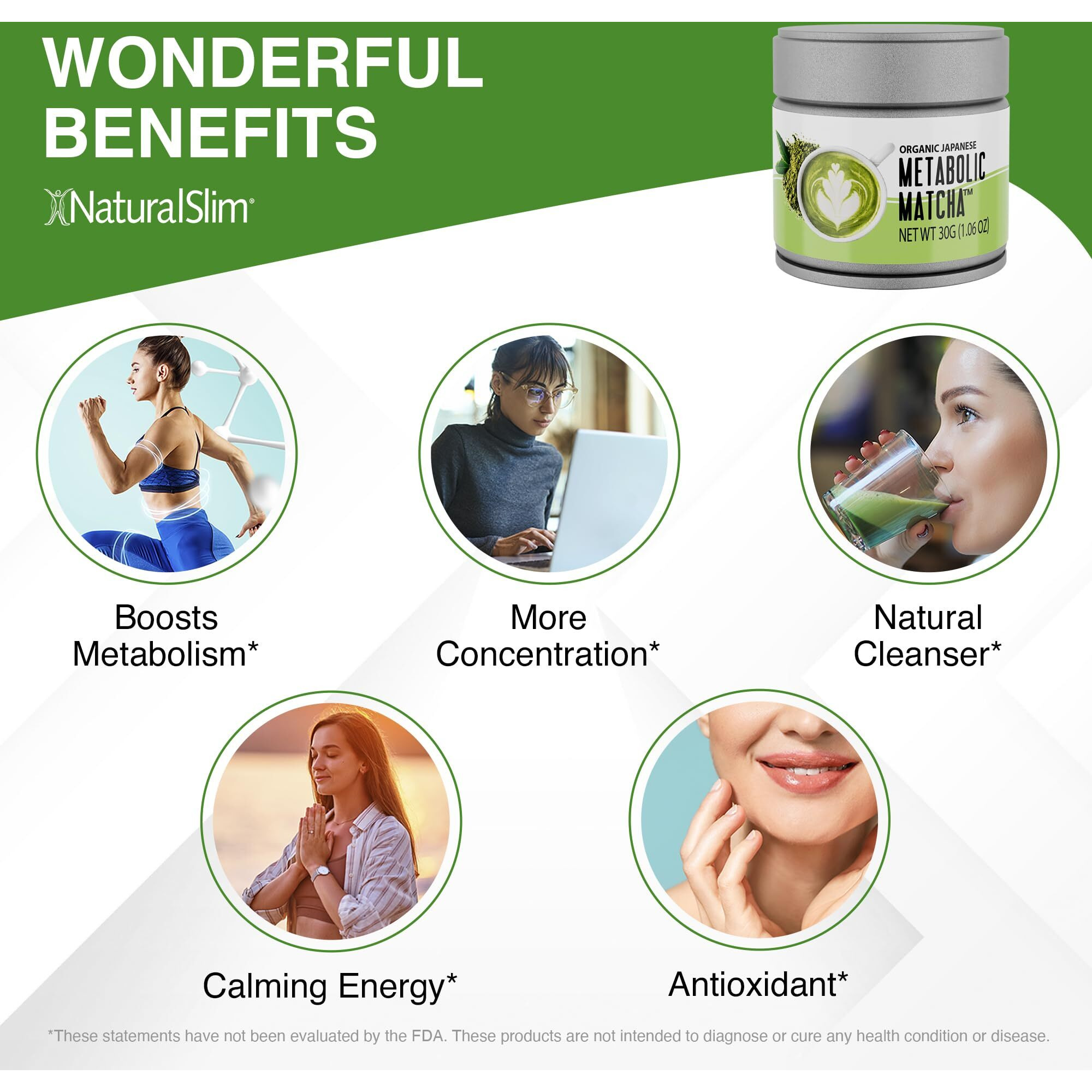 Naturalslim Metabolic Organic Matcha Powder Authentic Japanese Matcha Green Tea Powder - Antioxidant & Anti-Aging Pure Matcha Green Tea For Metabolism, Energy, And Concentration - 1.06 Oz