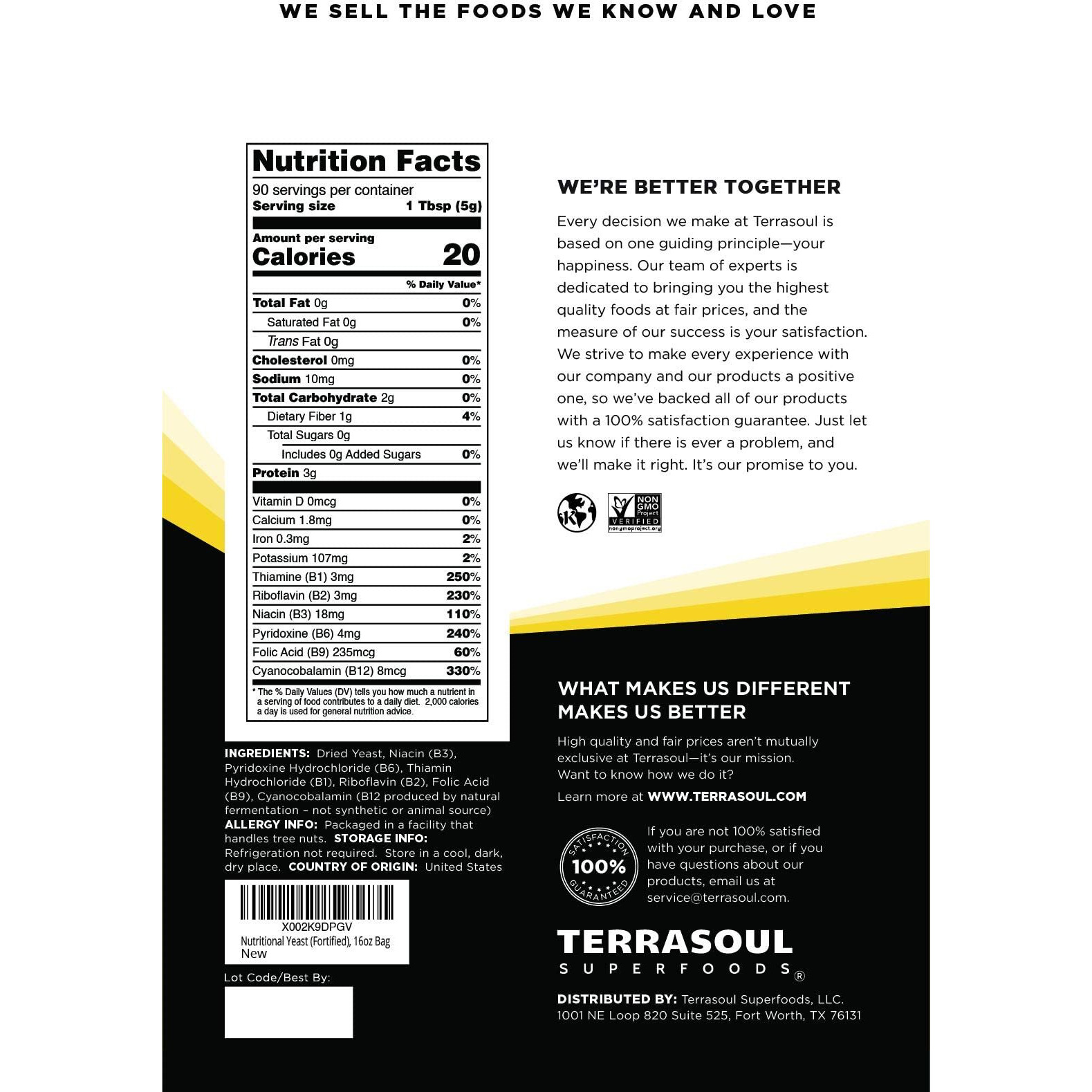 Terrasoul Superfoods Premium Nutritional Yeast Flakes, 2 Lbs (Pack Of 2), Fortified, Savory Superfood For Vegan Cheese, Seasoning, And Plant-Based Protein Boost