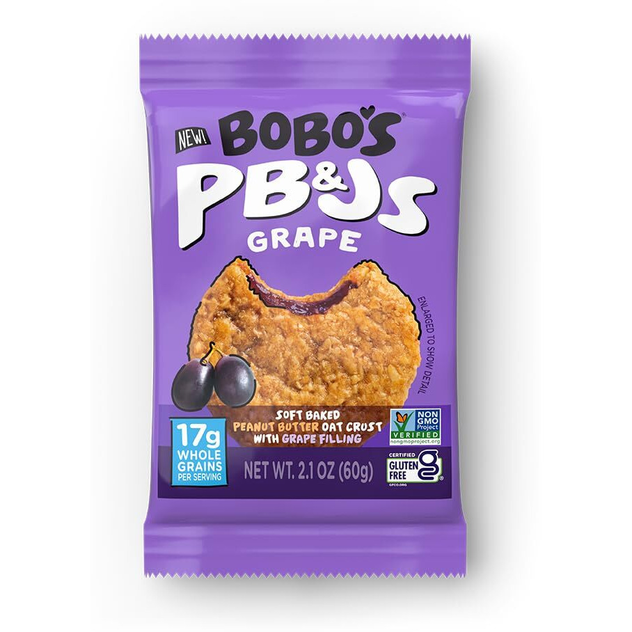 Bobo's Peanut Butter & Grape Jelly Oat Snacks, 24 Count, Healthy Everyday Snack, A Satisfying Treat That Provides A Quick Energy Boost