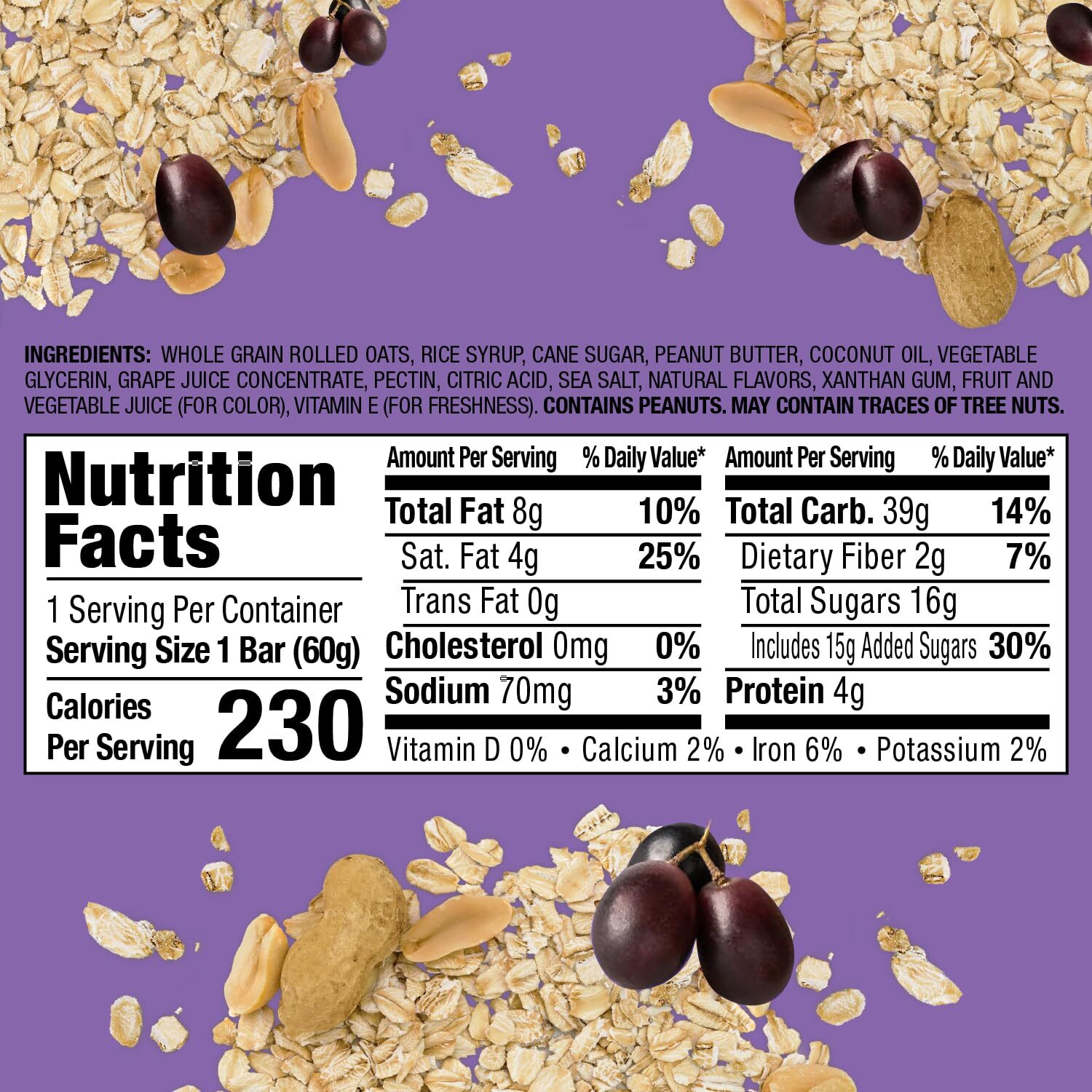 Bobo's Peanut Butter & Grape Jelly Oat Snacks, 24 Count, Healthy Everyday Snack, A Satisfying Treat That Provides A Quick Energy Boost