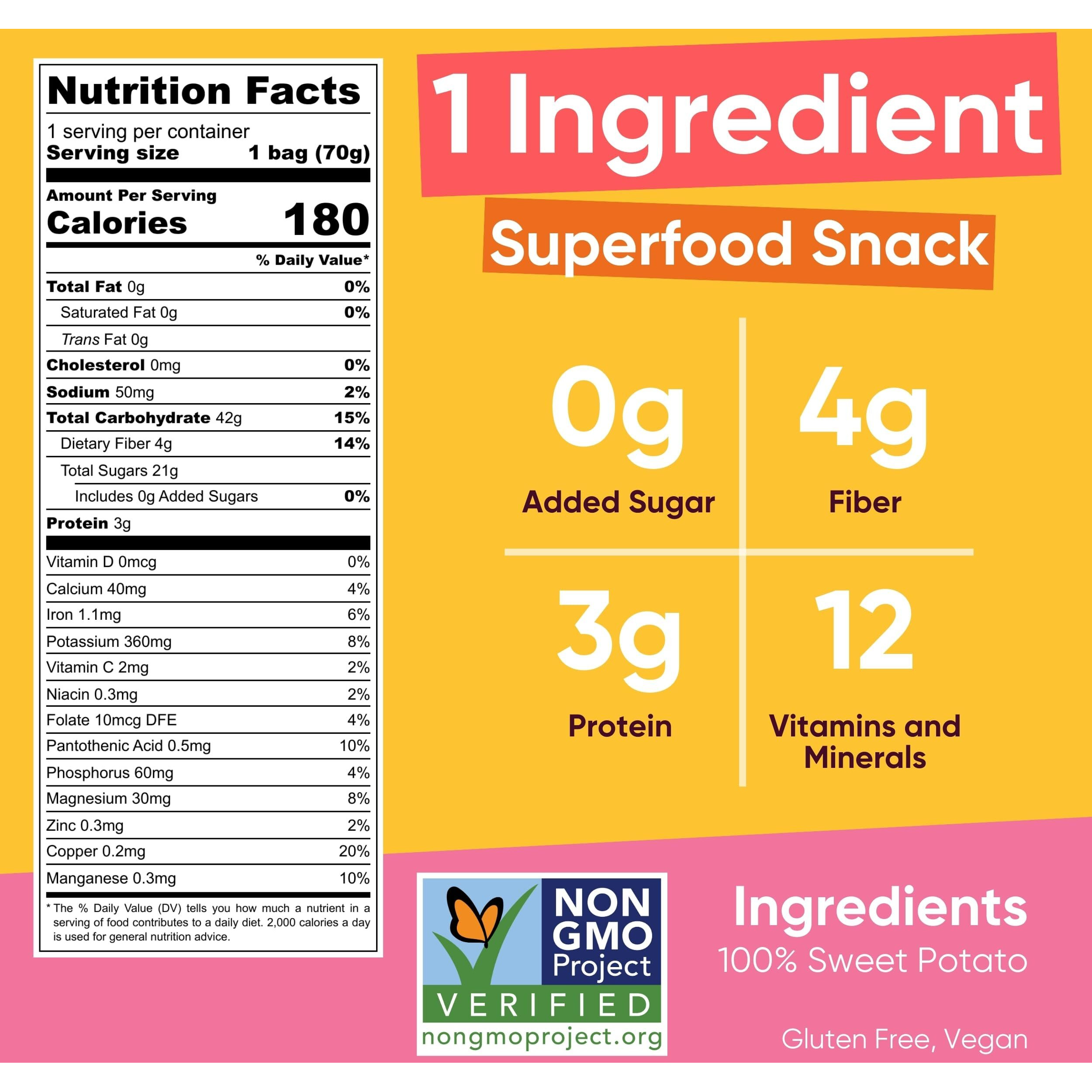 Yammy Dried Sweet Potato Sticks (Pack Of 5), 1 Ingredient Superfood Snack, Healthy, 3G Protein, Asian Korean Chinese Japanese Food, Individually Wrapped Snacks For Humans, People, Gluten Free, Vegan