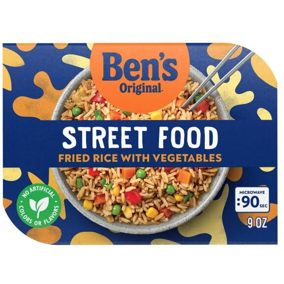 Ben's Original Street Food Fried Rice With Vegetables, Prepared Entr  E, Microwave In 90 Seconds, 9 Oz (Pack Of 6)