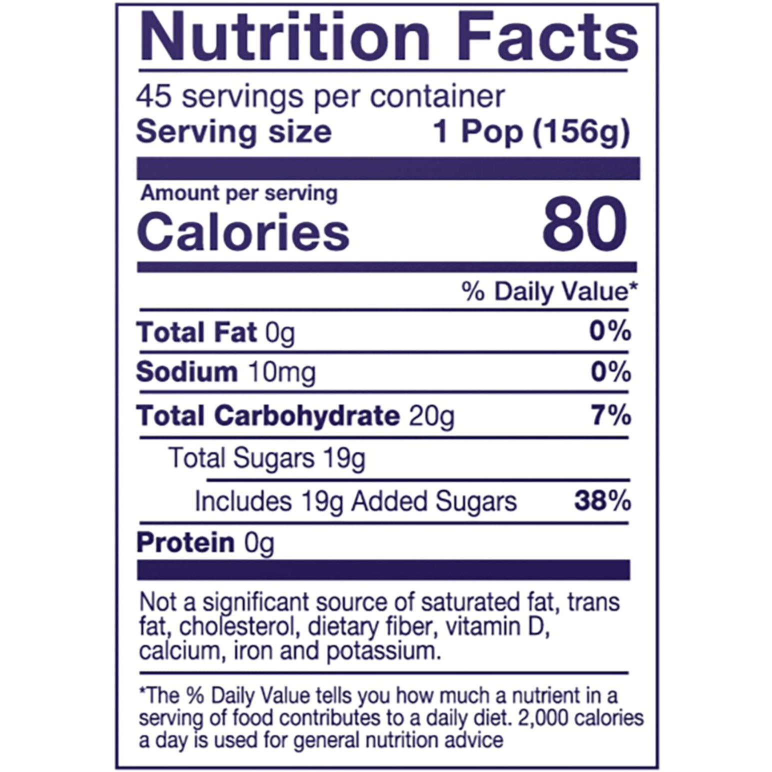 Fla-Vor-Ice Assorted Freezer Bars, Giant Pops 5.5Oz, 45 Count