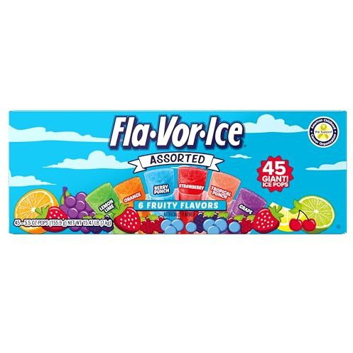 Fla-Vor-Ice Assorted Freezer Bars, Giant Pops 5.5Oz, 45 Count