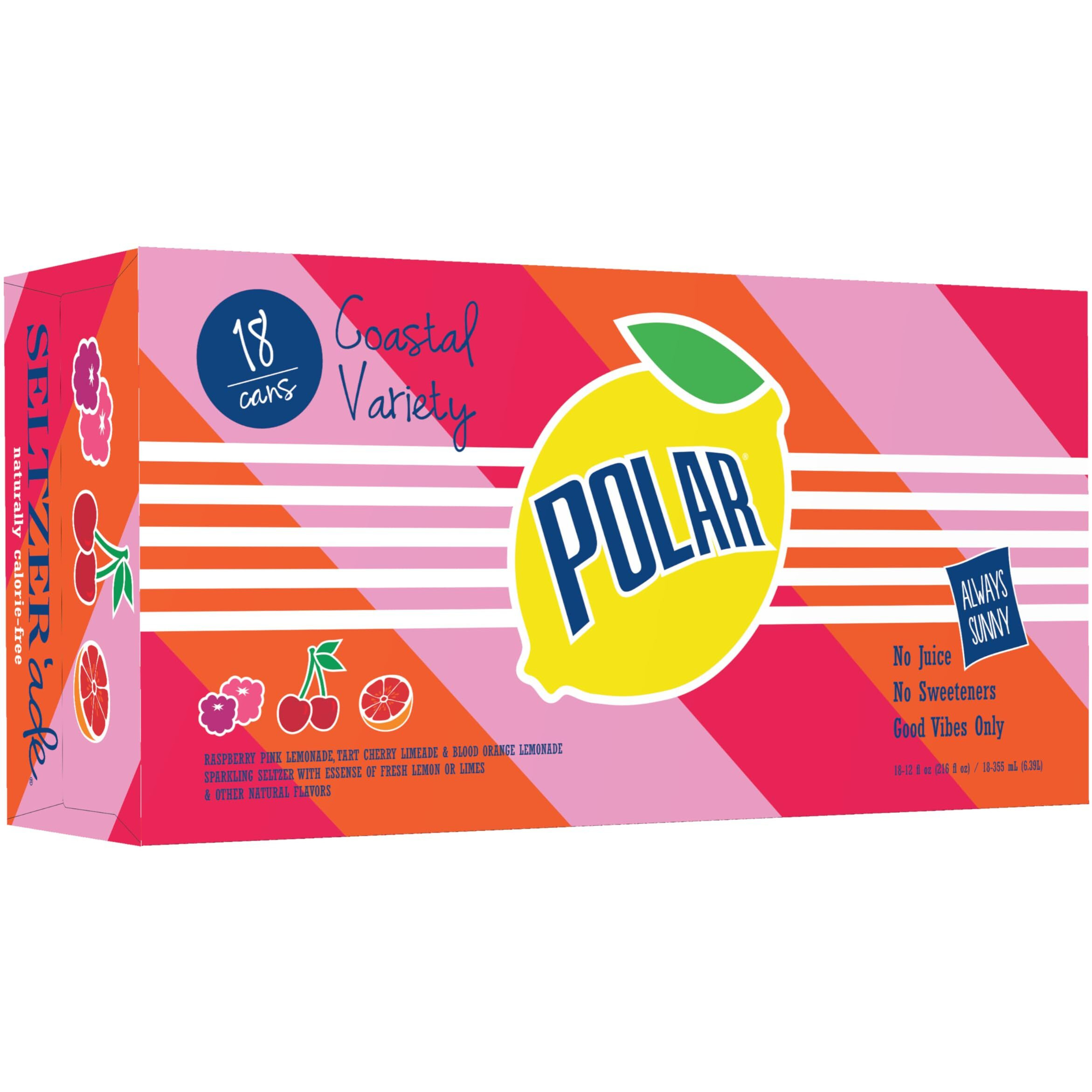 Polar Seltzer'Ade Coastal Variety Pack, 12 Fl Oz Cans, 18 Pack