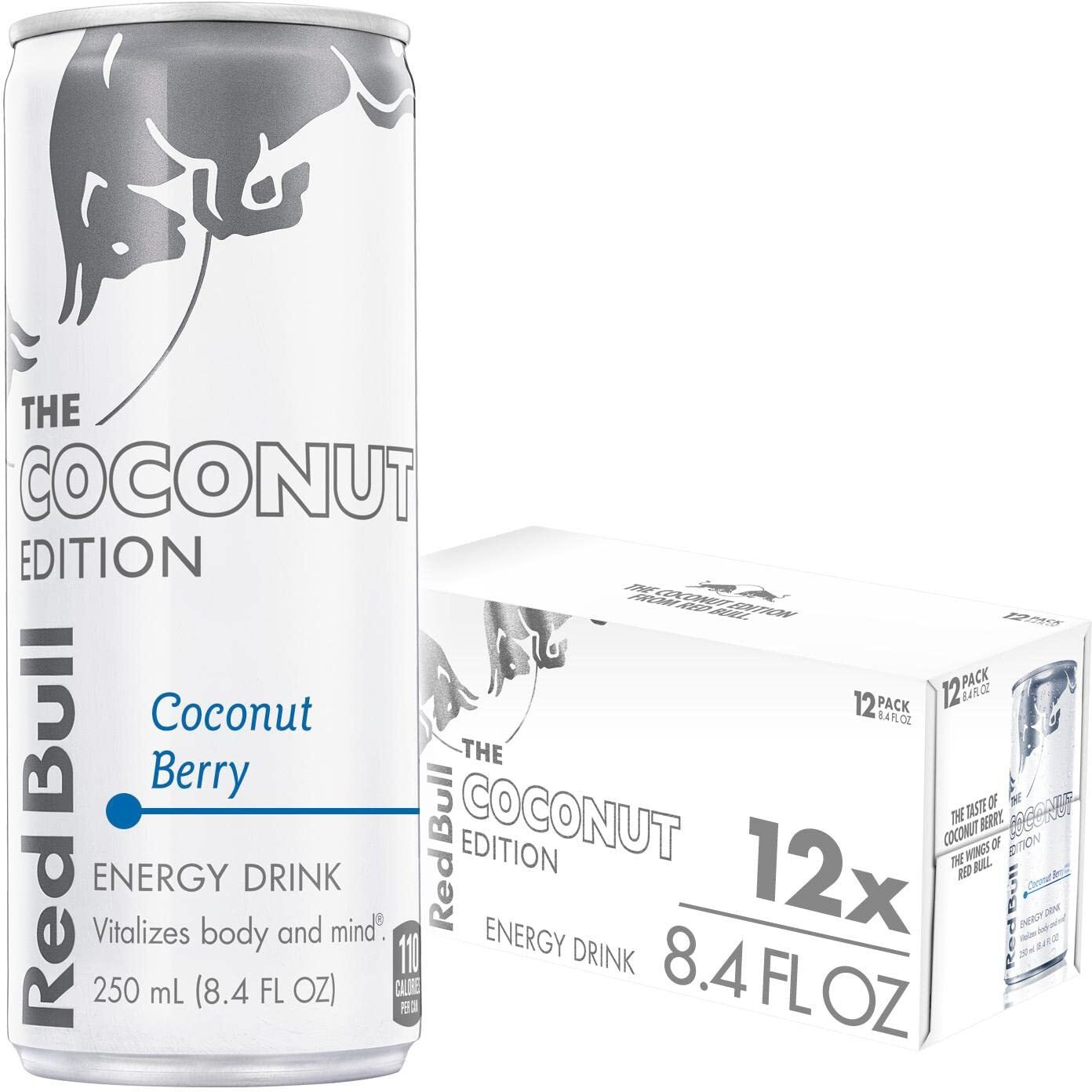 Red Bull Coconut Edition Energy Drink, Coconut Berry, With 80Mg Caffeine Plus Taurine & B Vitamins, 8.4 Fl Oz, Pack Of 12 Cans