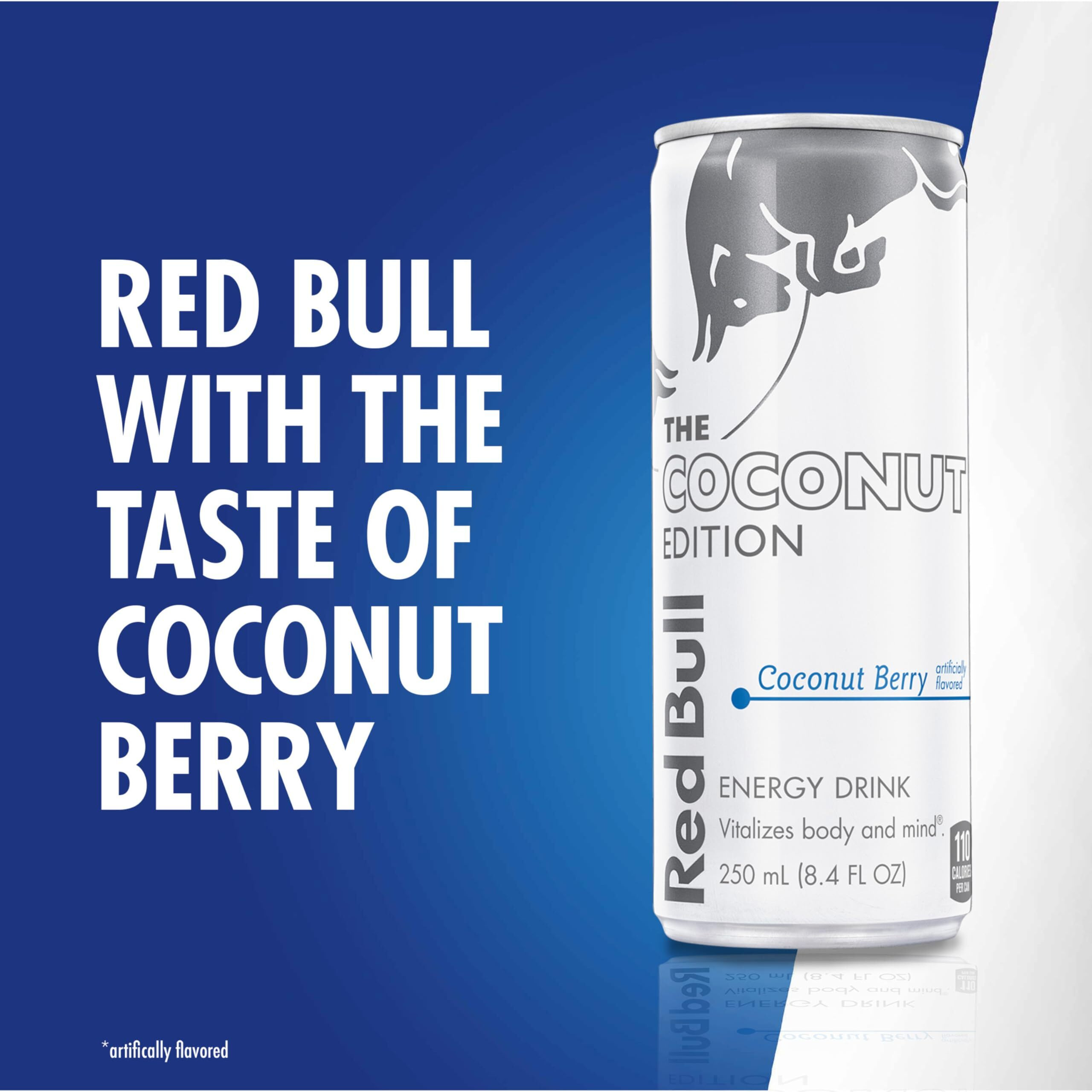 Red Bull Coconut Edition Energy Drink, Coconut Berry, With 80Mg Caffeine Plus Taurine & B Vitamins, 8.4 Fl Oz, Pack Of 12 Cans