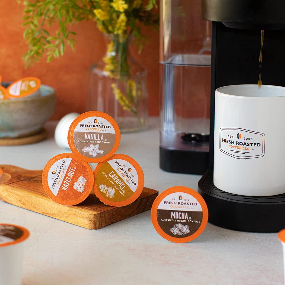 Fresh Roasted Coffee, The Great Eight, Flavored Coffee Pod Variety Pack, K-Cup Compatible, 96 Count