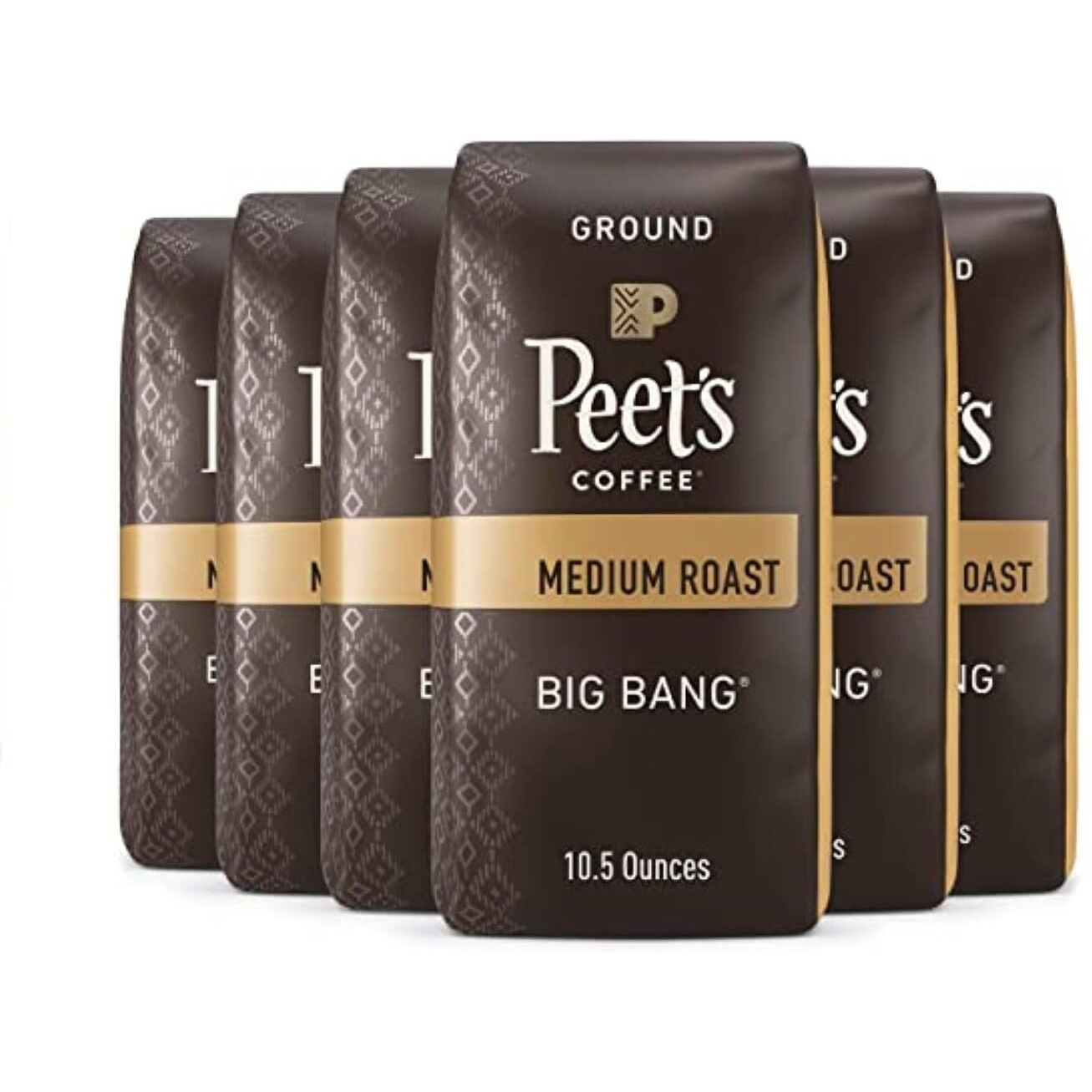Peet's Coffee, Medium Roast Ground Coffee - Big Bang 63 Ounces (Six Bags Of 10.5 Ounce)