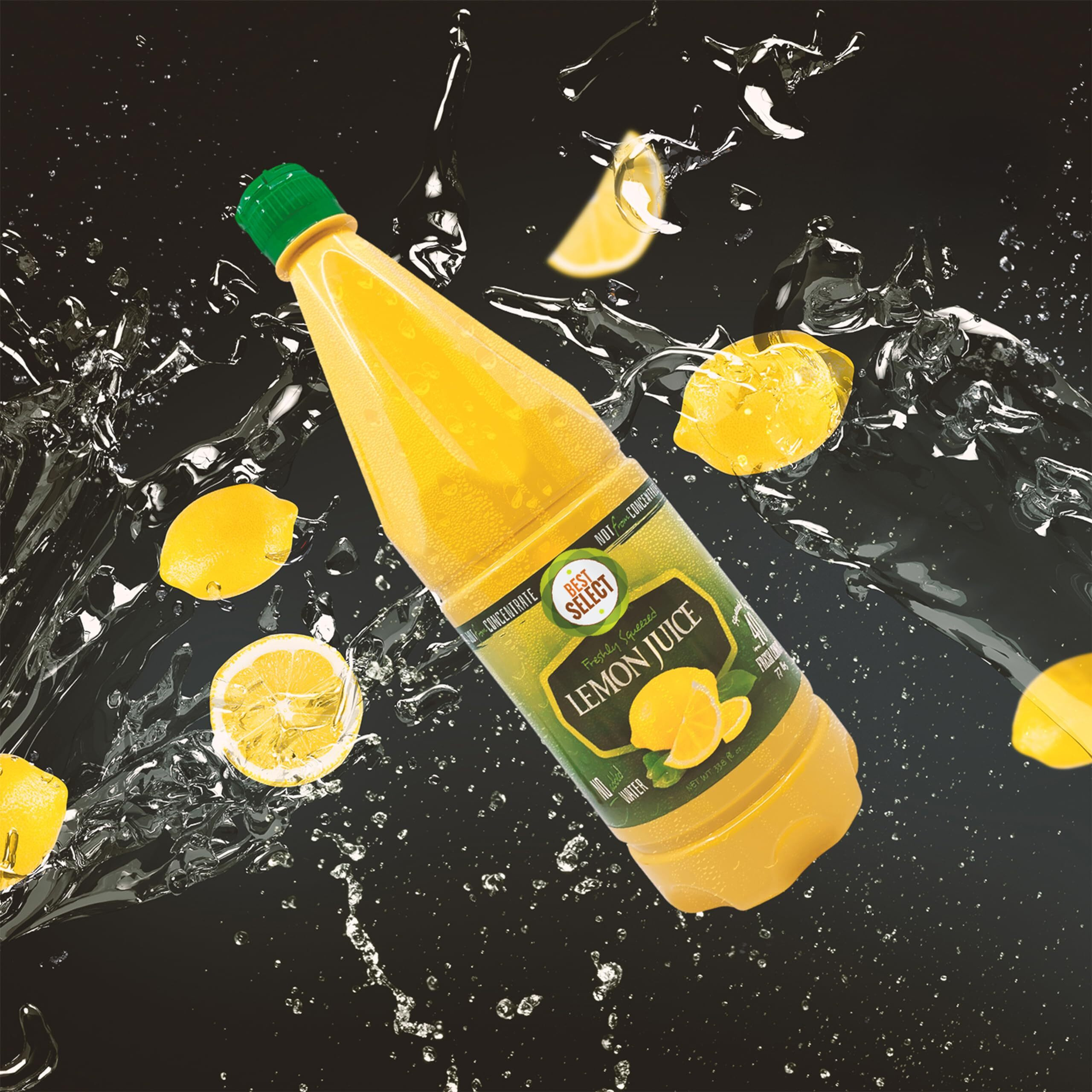 2 Pack 100% Lemon Juice Freshly Squeezed No Added Water 33.8Oz Not From Concentrate - Appx 40 Freshly Squeezed Lemons In Each Bottle - Kosher Food - Best Select