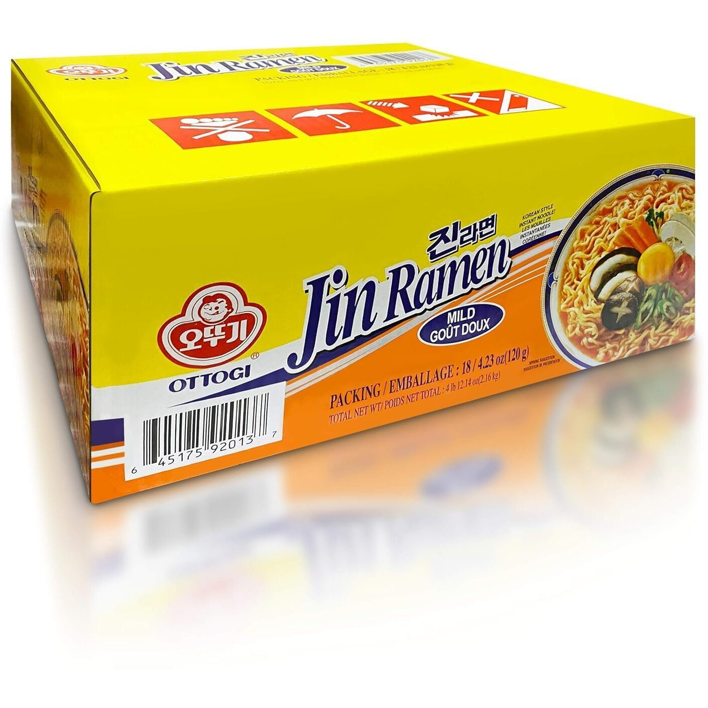 Ottogi Jin Ramen Mild Flavor, 4.23 Oz (Pack Of 18) - Authentic Korean Instant Noodles, Delicate And Savory Broth, Quick And Easy Meal