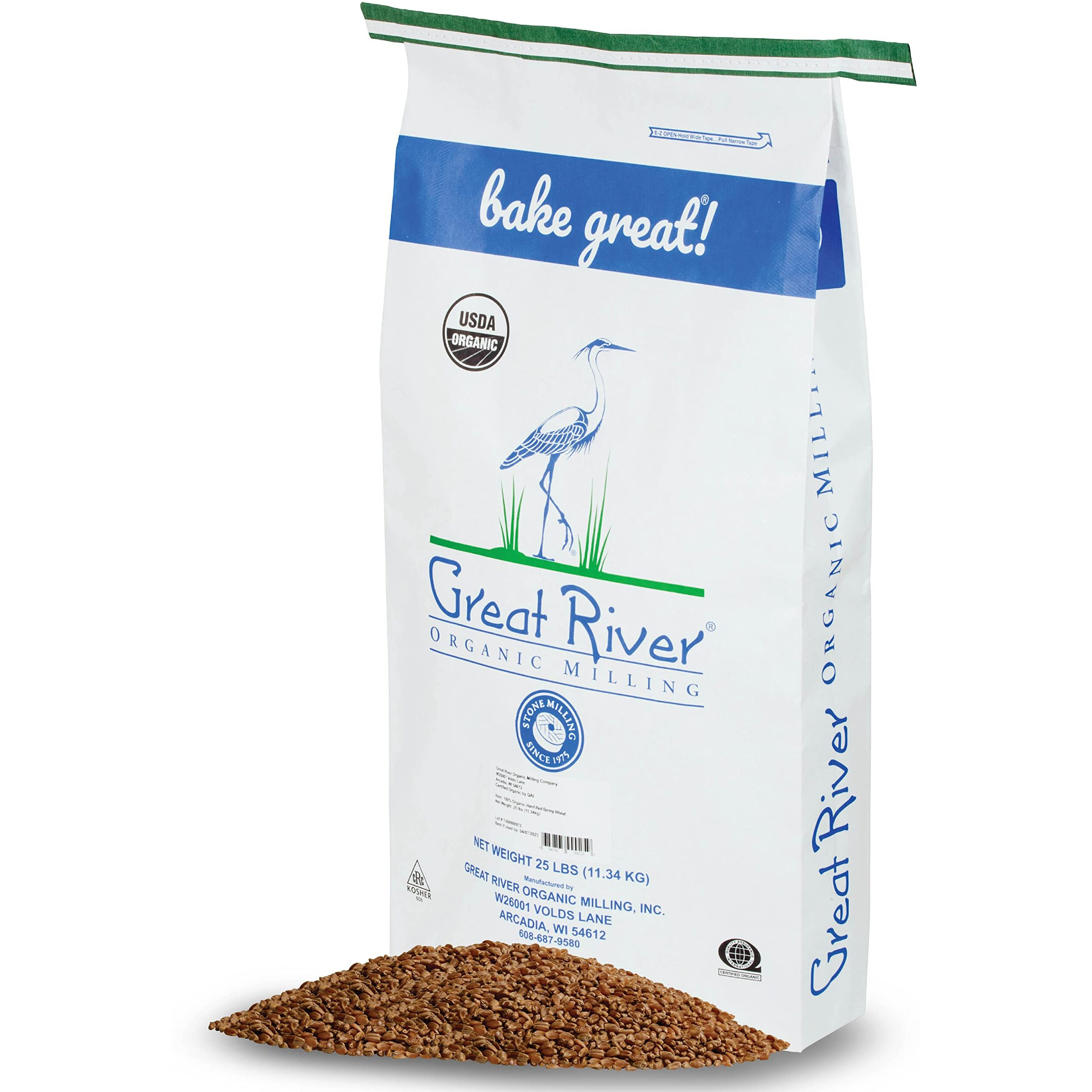 Great River Organic Milling, Whole Grain, Hard Red Spring Wheat, Organic, 25-Pounds (Pack Of 1)