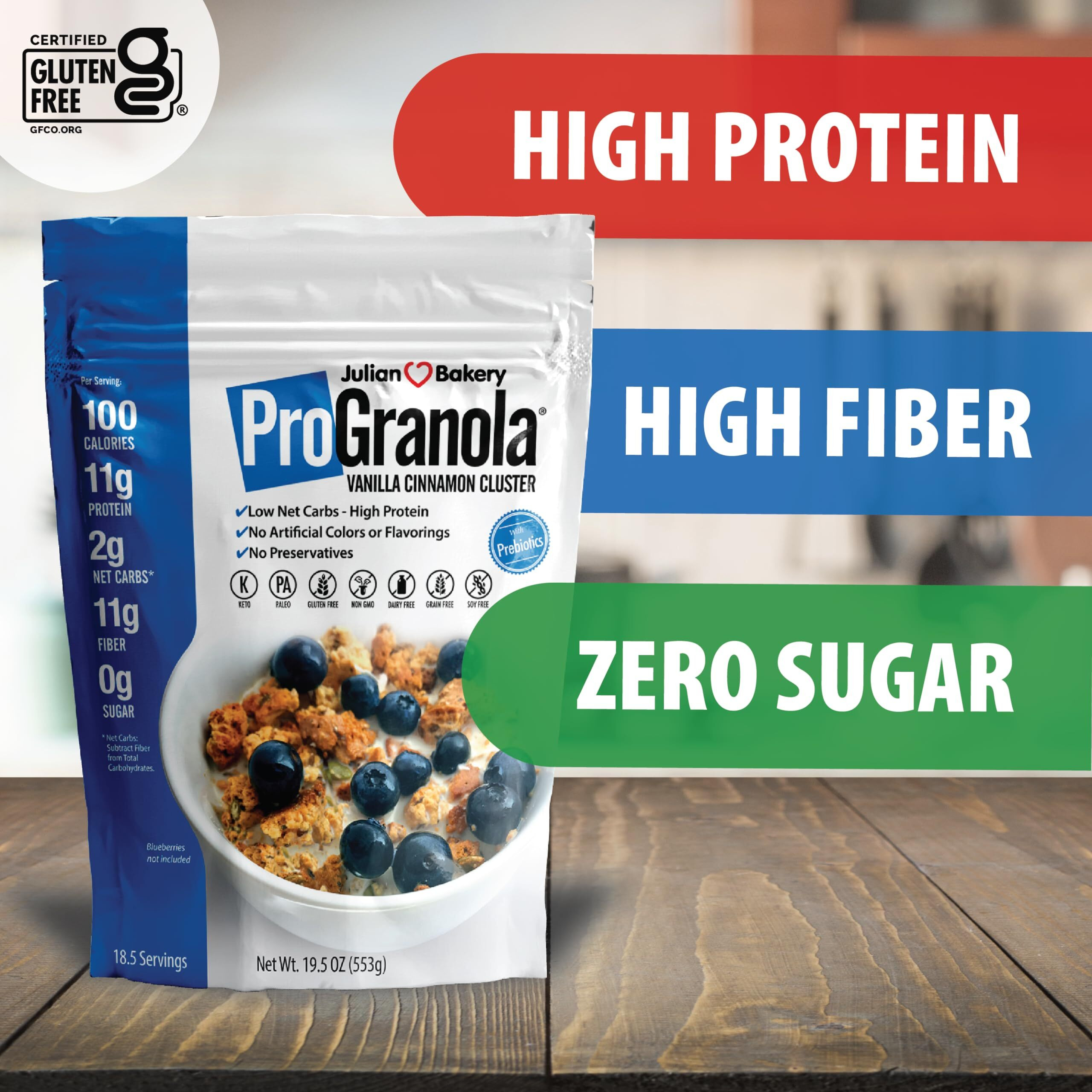 Julian Bakery Progranola Cereal | Vanilla Cinnamon | 12G Protein | Paleo | 2 Net Carbs | Gluten-Free | Grain-Free | 15 Servings