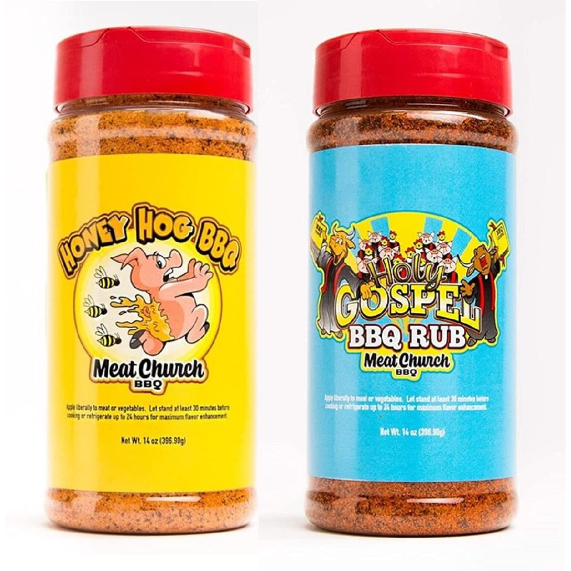 Meat Church Bbq Rub Combo Honey Hog (14 Oz) And Holy Gospel (14 Oz) Bbq Rub And Seasoning For Meat And Vegetables, Gluten Free, One Bottle Of Each