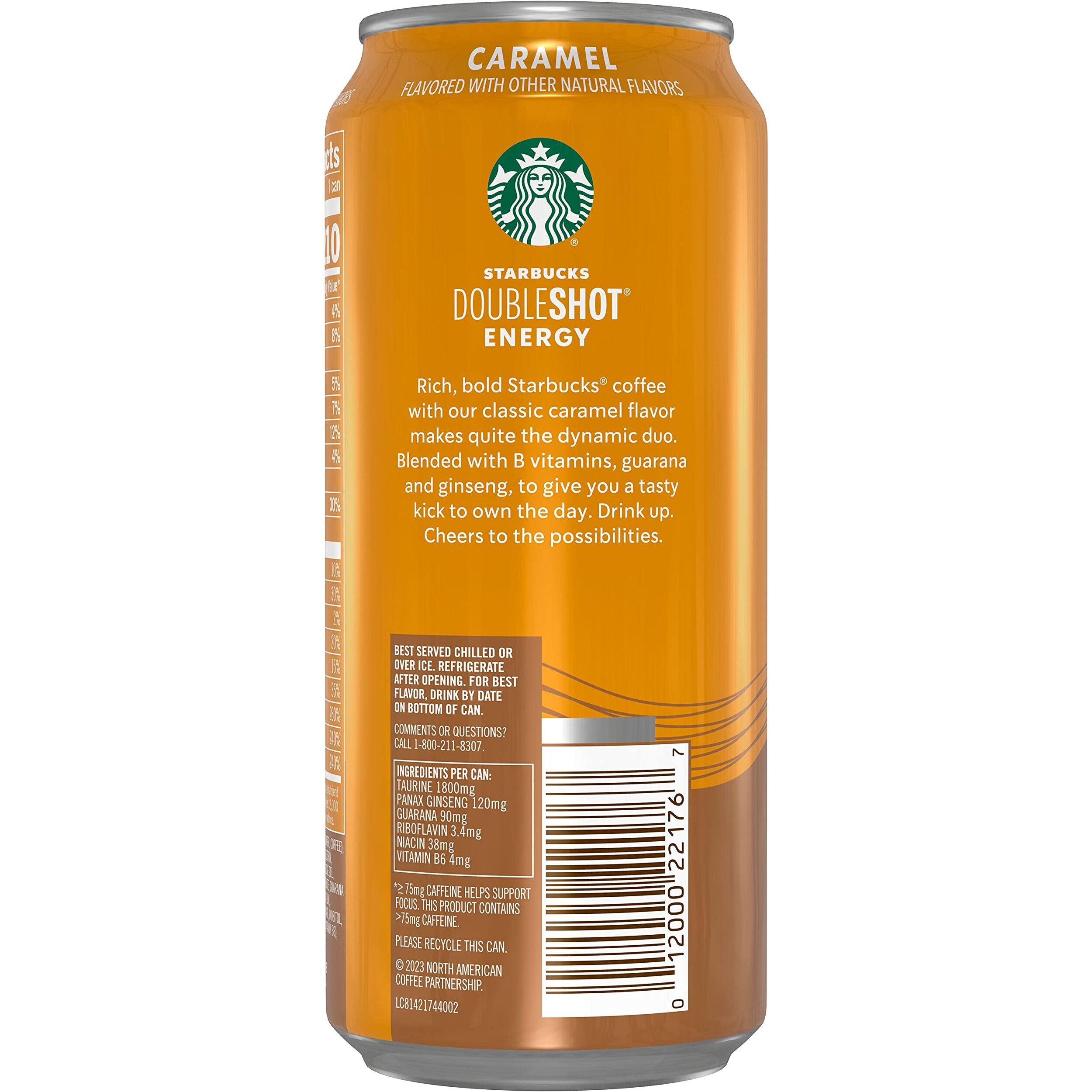 Starbucks Doubleshot Energy Drink Coffee Beverage, Caramel, Iced Coffee, 15 Fl Oz Cans (12 Pack) (Packaging May Vary)