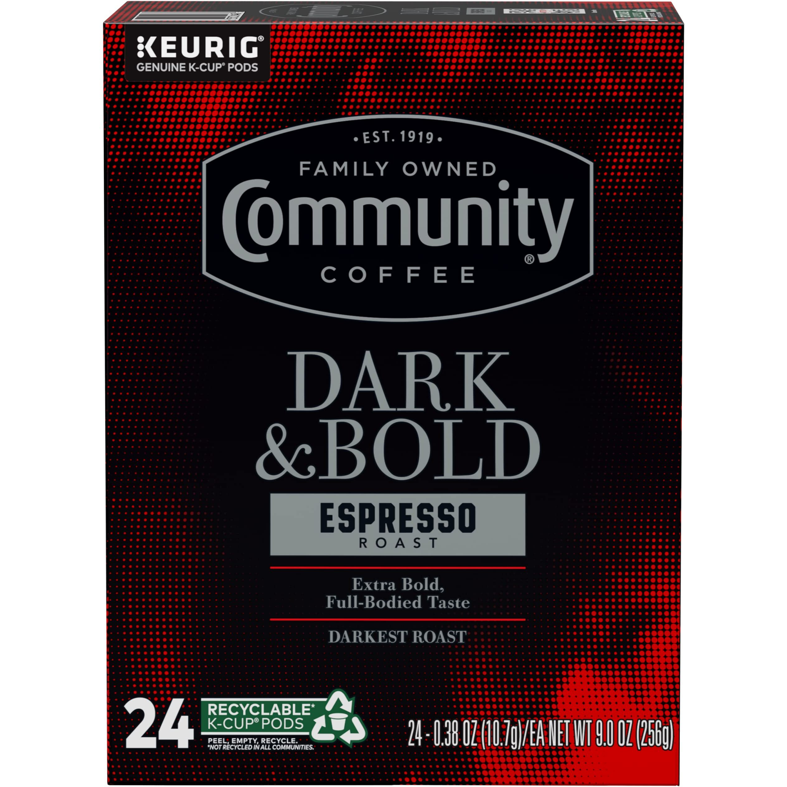 Community Coffee Dark & Bold Espresso Roast 24 Count Coffee Pods, Compatible With Keurig 2.0 K-Cup Brewers, 24 Count (Pack Of 1)